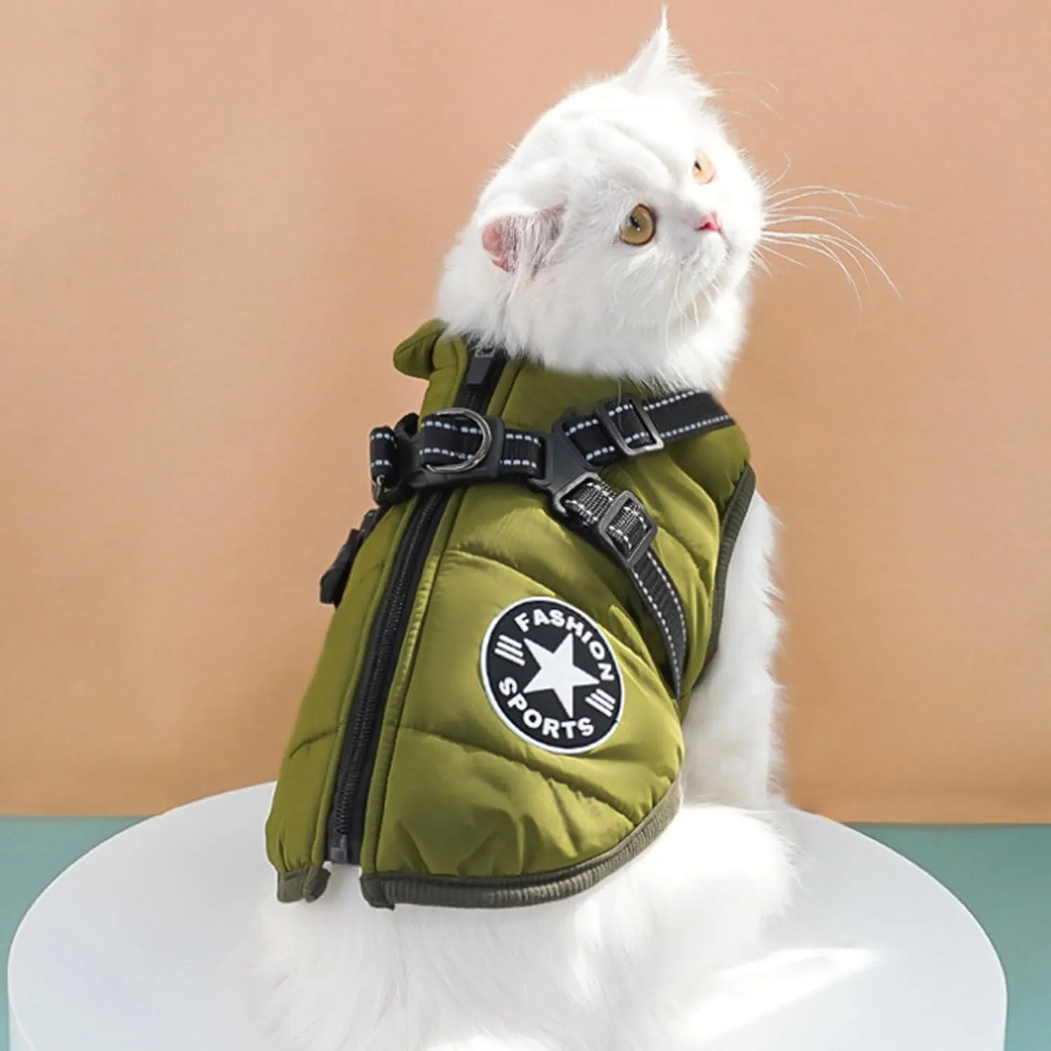Ectkuee Giubbotto per cani invernali Cappotti antivento impermeabili 2 in 1 Vestiti per la stagione fredda gilet imbracatura giacca calda invernale cuccioli piccola - immagine 3