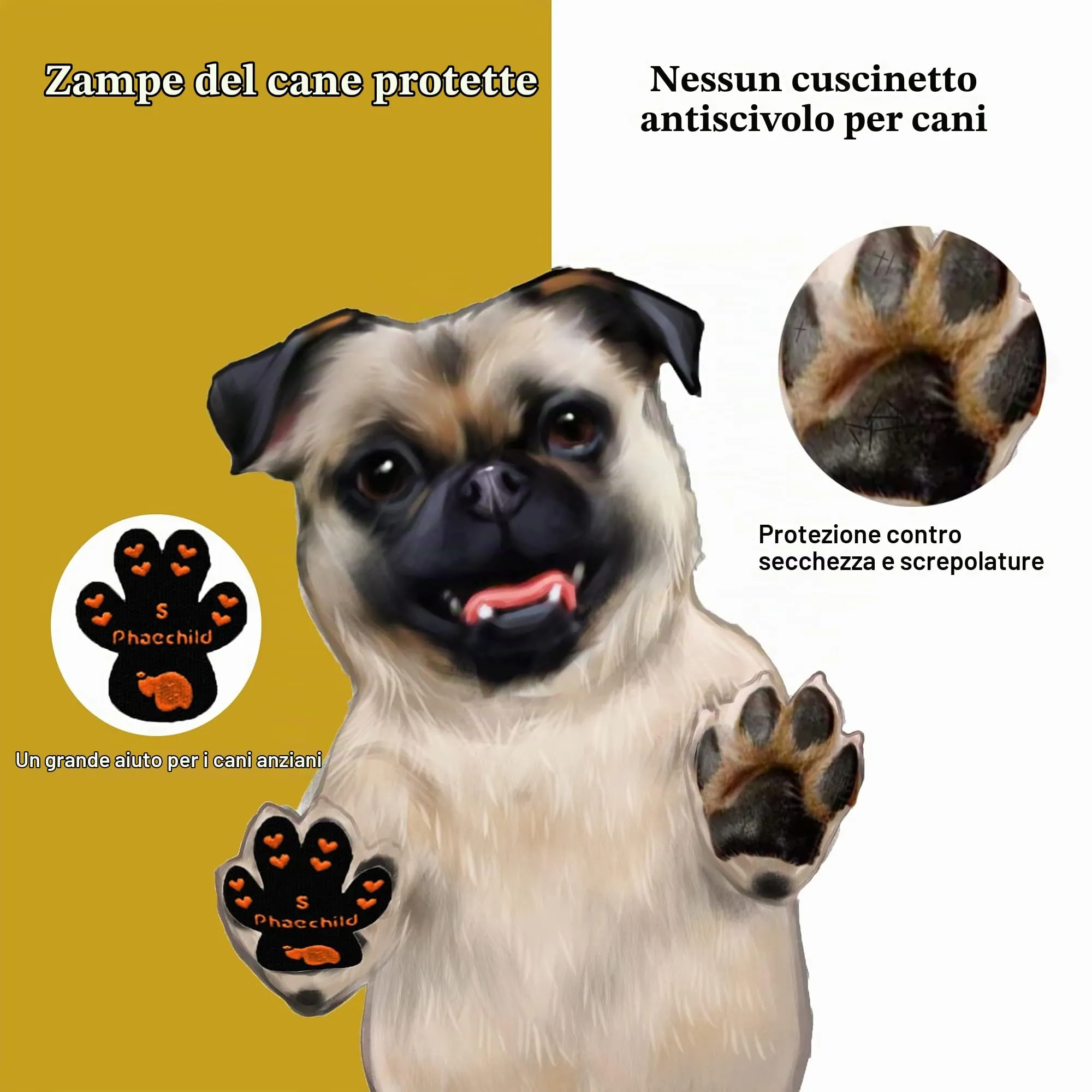 Phaechild Cani Protezioni Zampe Pads, Controllo trazione per Antiscivolo,dallo scivolamento su pavimenti scivolosi,Autoadesivo Cane Calze Scarpe per Cani Sostituzione Multicolore 80 pz - L - immagine 6