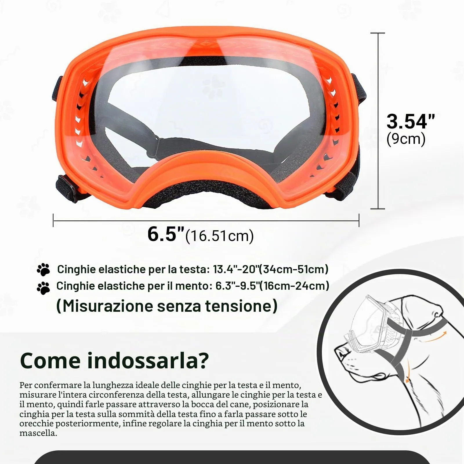 NAMSAN Occhiali da Sole per Cani Protezione UV Occhiali da Sole per Animali Domestici Fascia Regolabile e Cuscinetti di Schiuma Proteg Gono GliOcchi per Cani di Grossa Taglia - Arancio - immagine 6