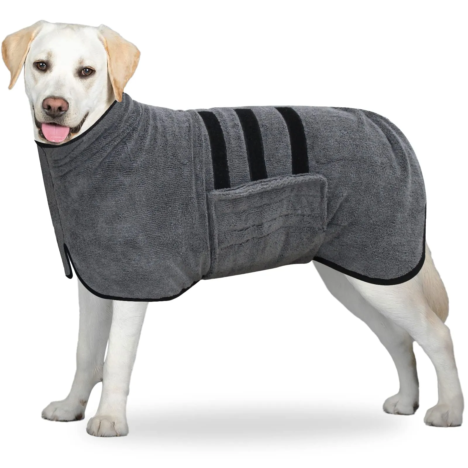 BASVII Accappatoio per cani in microfibra, accappatoio per cani di taglia media e piccola ad asciugatura rapida e banda retrattile regolabile taglia (XL) - immagine 1