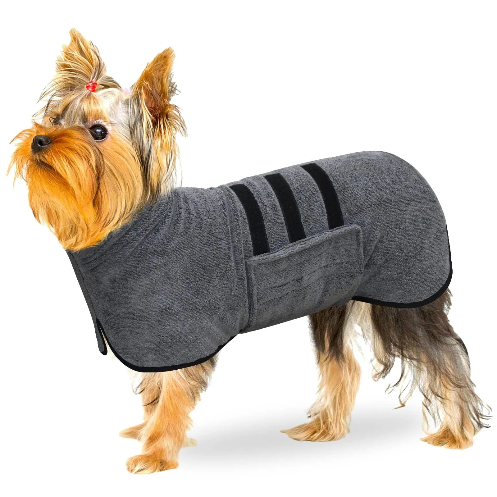 BASVII Accappatoio per cani in microfibra, accappatoio per cani di taglia media e piccola ad asciugatura rapida e banda retrattile regolabile taglia (S) - immagine 1