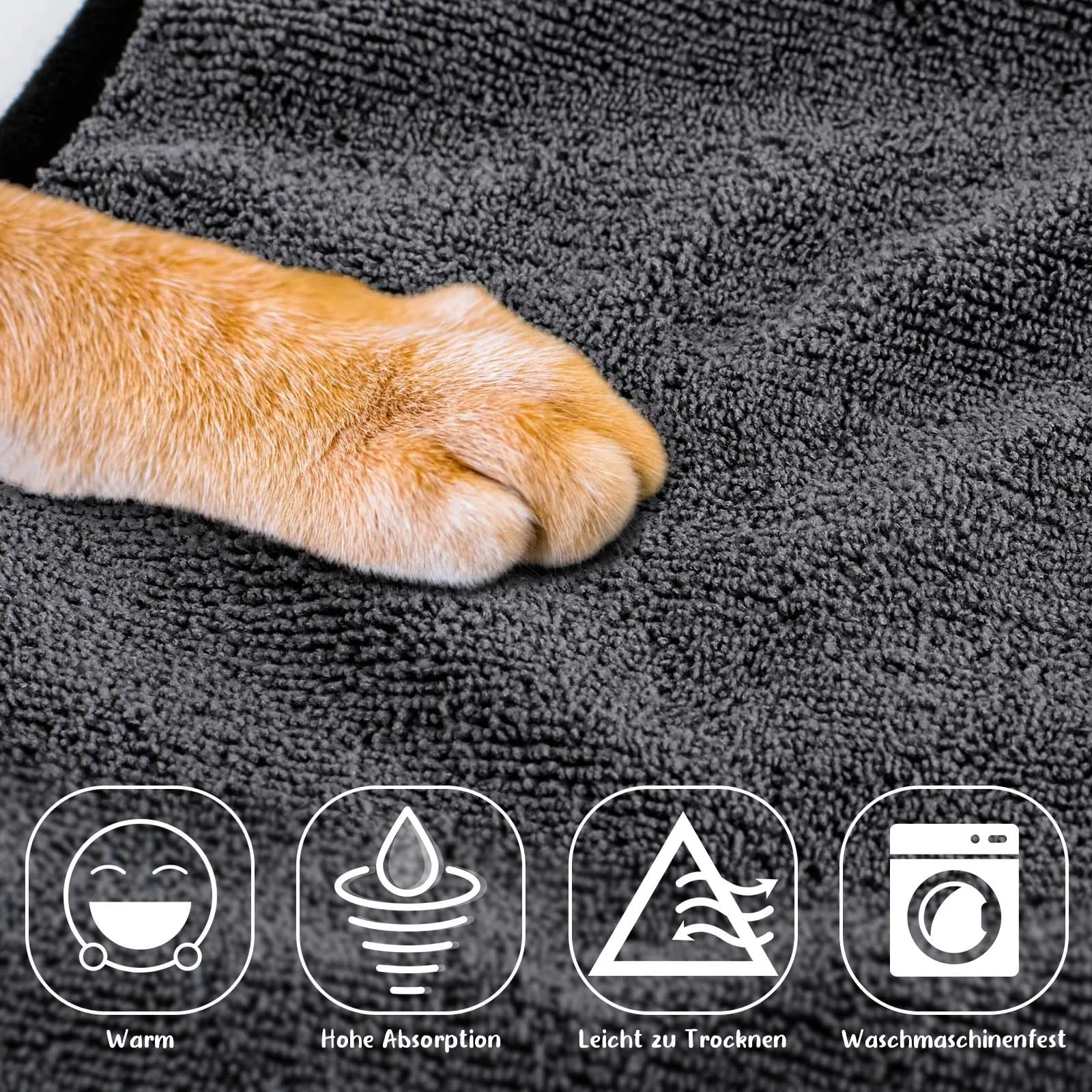 BASVII Accappatoio per cani in microfibra, accappatoio per cani di taglia media e piccola ad asciugatura rapida con velcro e banda retrattile regolabile taglia (XXL) - immagine 3