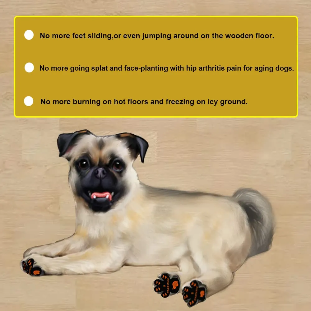 Phaechild Cani Protezioni Zampe Pads, Controllo trazione per Antiscivolo,dallo scivolamento su pavimenti scivolosi,Autoadesivo Cane Calze Scarpe per Cani Sostituzione Nero 80 pz - S - immagine 4