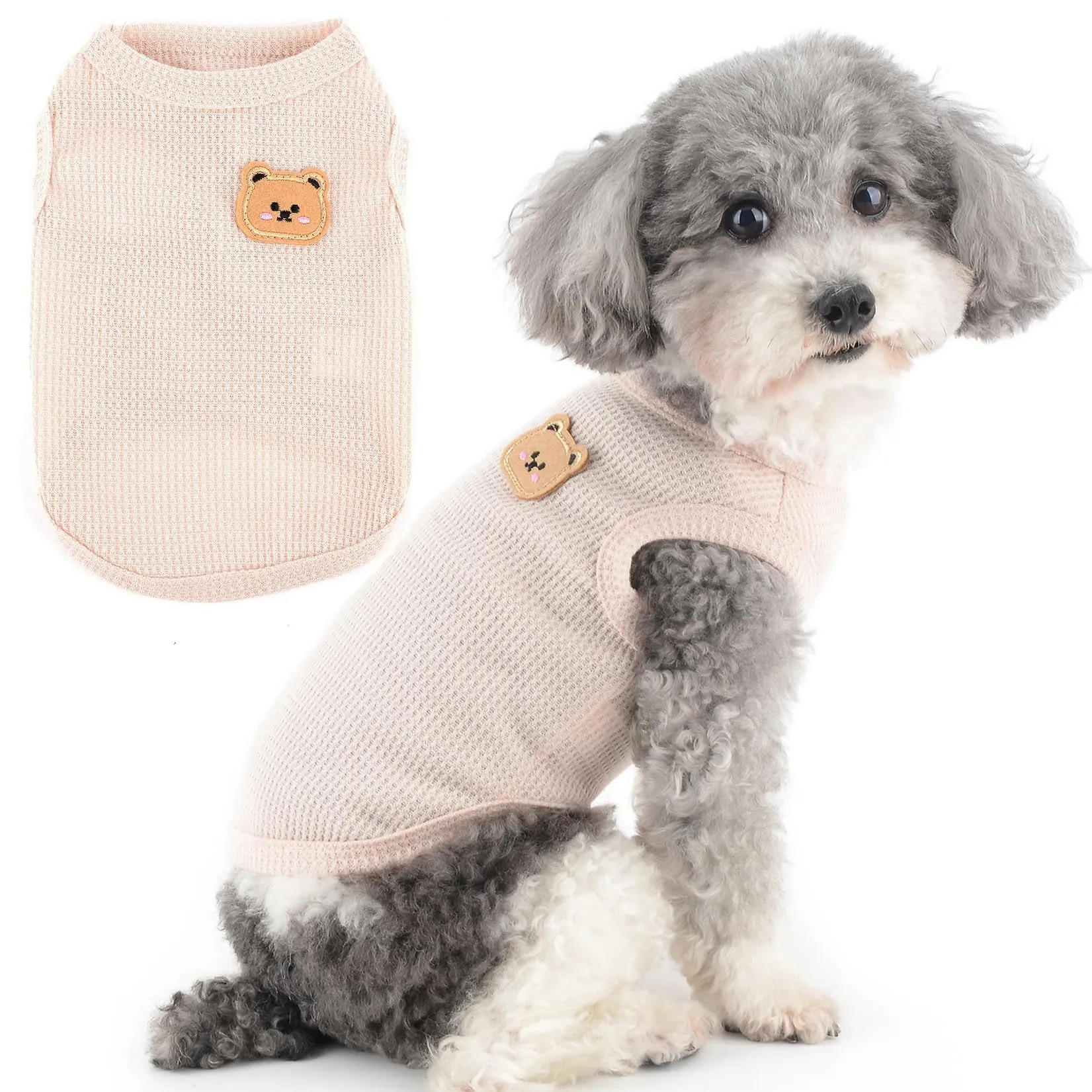 Zunea - Maglietta per cani di taglia piccola, in morbido cotone, estiva, vestito basic per cani, grazioso top per cani, in tessuto traspirante, per cani femmina, maschio, chihuahua, yorkie, gatti - immagine 1