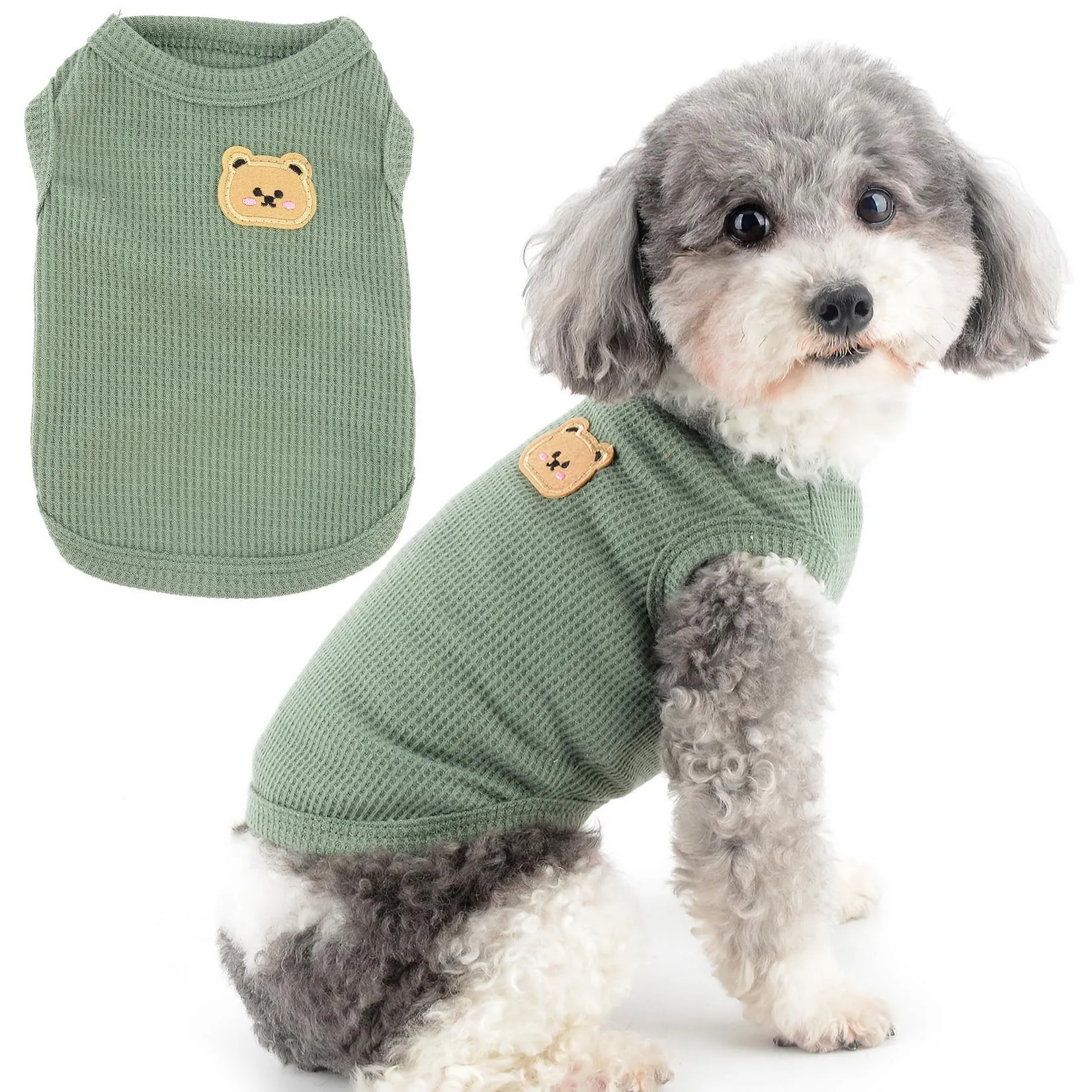 Zunea Camicie per cani di piccola taglia gilet estivo t-shirt morbida traspirante vestiti per cuccioli maglietta di base canotta senza maniche per animali domestici canottiera chihuahua yorkie gatto - immagine 1