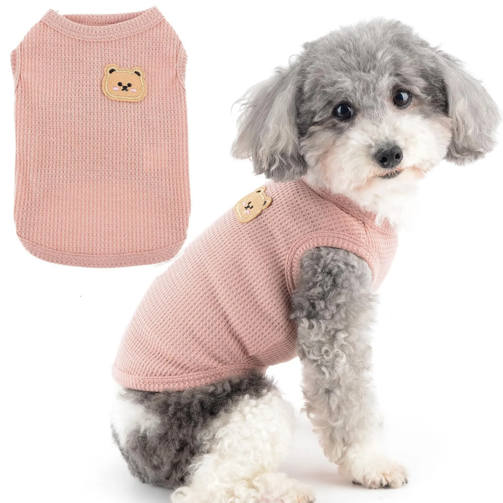 Zunea - Maglietta per cani di taglia piccola, estiva, in morbido tessuto traspirante, vestito basic per cani, top senza maniche per cani, indumenti per cuccioli, maglietta basic, sweatshirt per - immagine 1