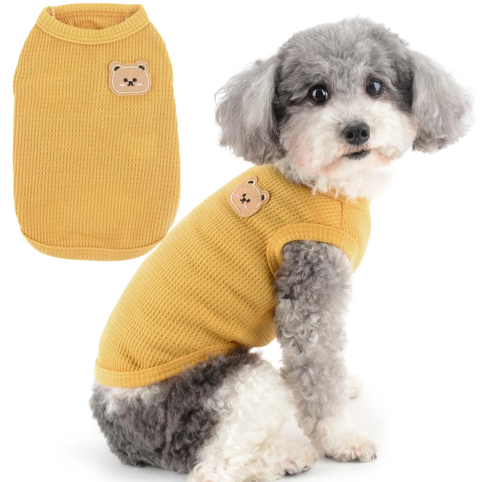 Zunea Camicie per cani di piccola taglia gilet estivo t-shirt morbida traspirante vestiti per cuccioli maglietta di base canotta senza maniche per animali domestici canottiera chihuahua yorkie gatto - immagine 1