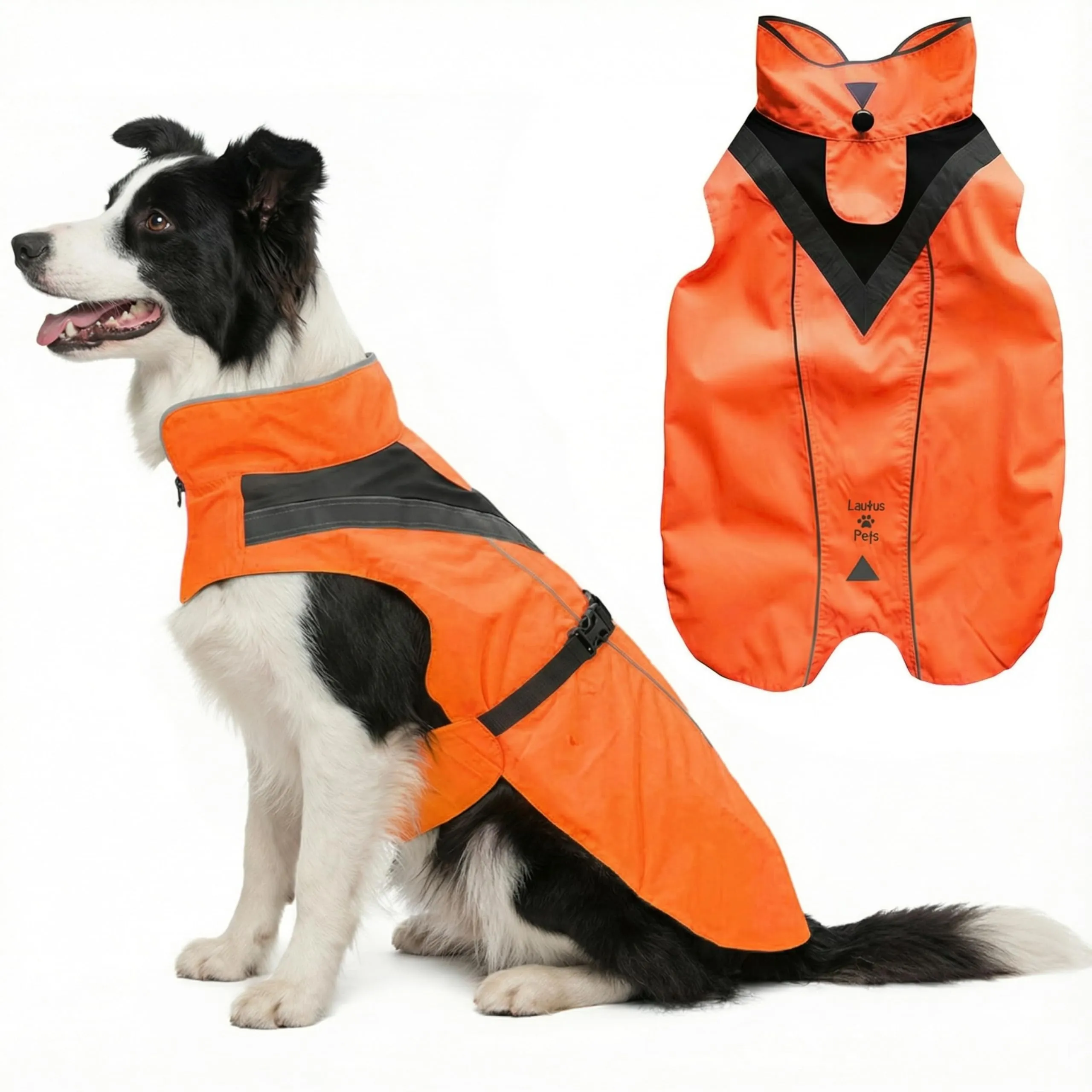 Lautus Pets Impermeabile Per Cani, Riflettente, Regolabile, Xxl, Arancione - immagine 1