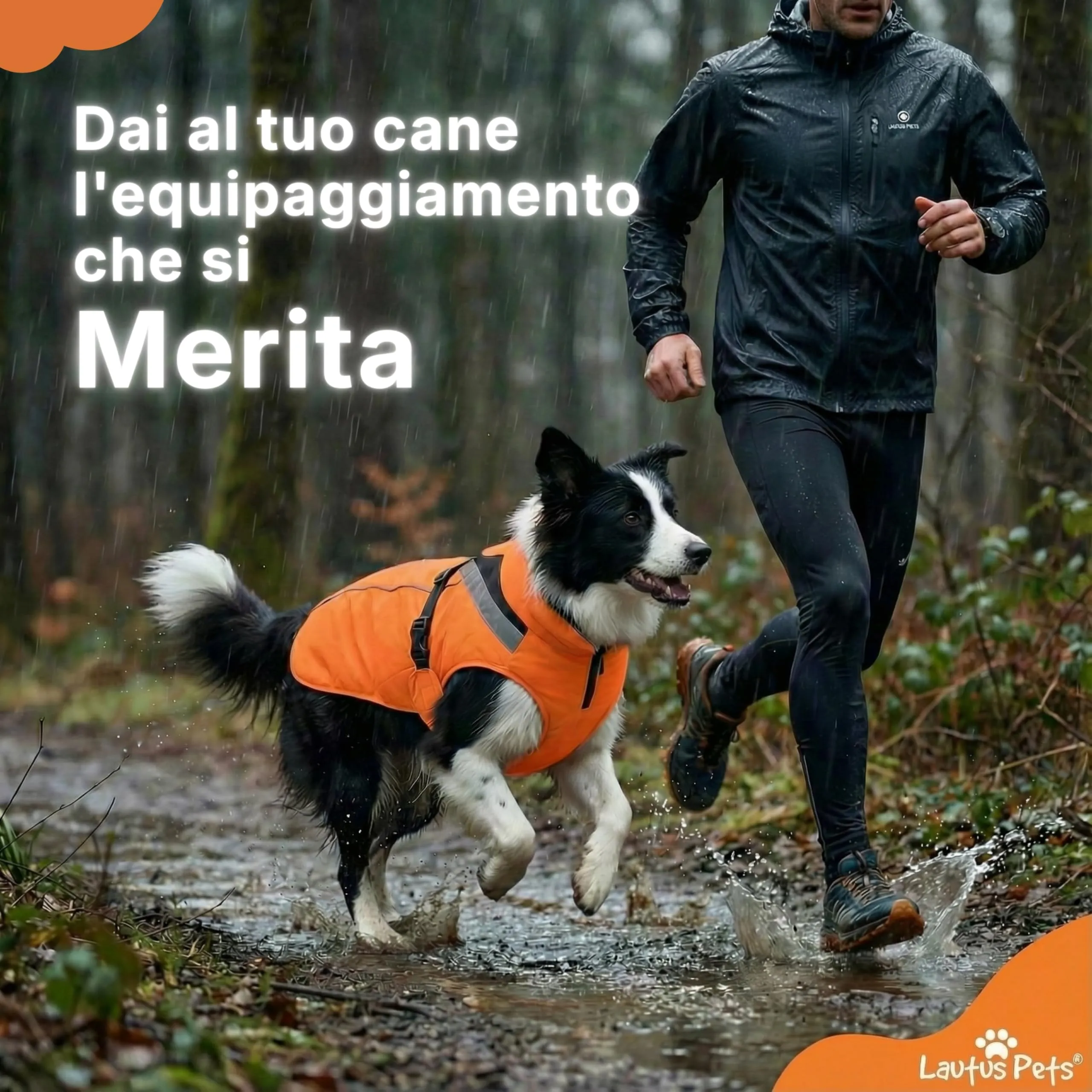 Lautus Pets Impermeabile Per Cani, Riflettente, Regolabile, Xxl, Arancione - immagine 2