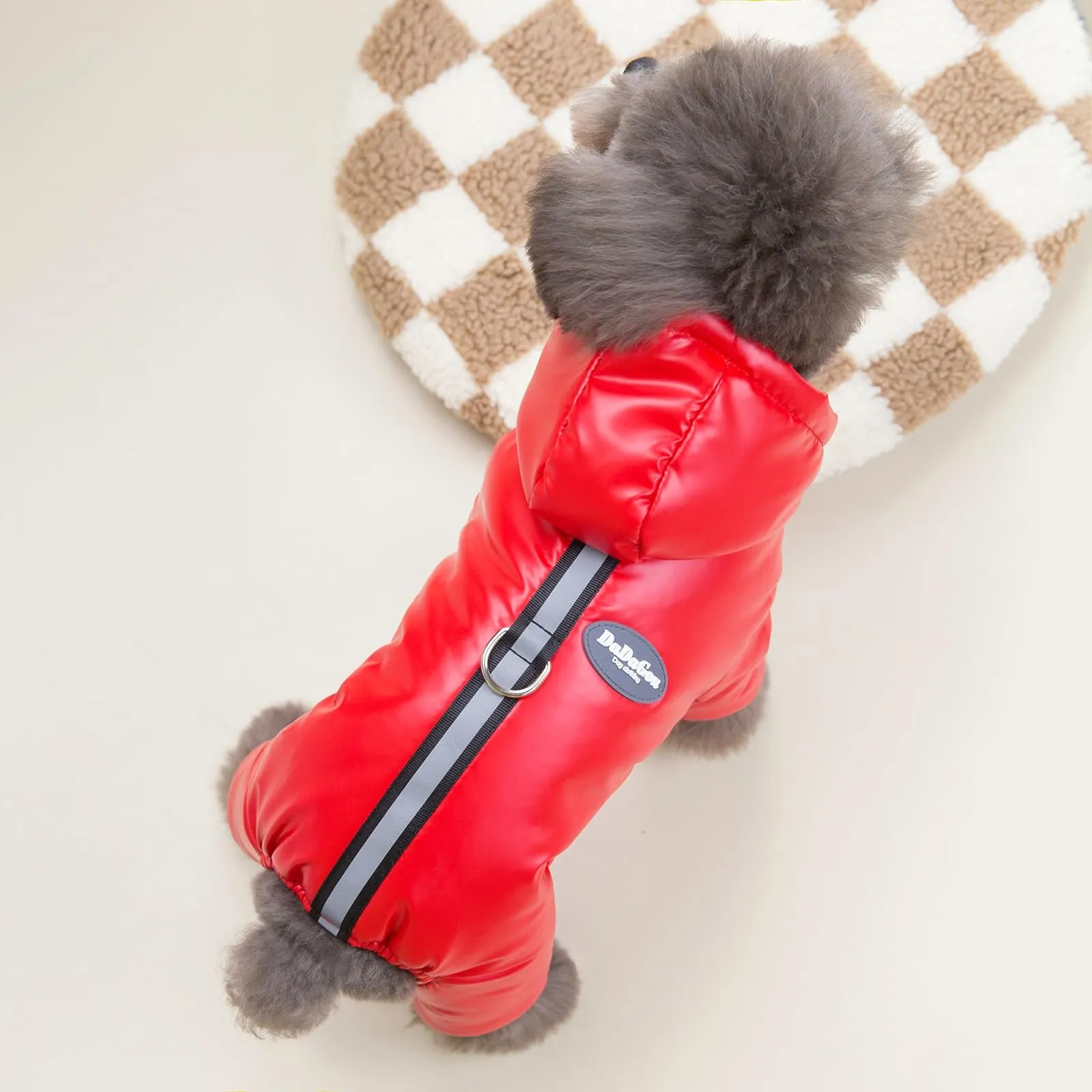 Izefia Cappotto del Cane Antivento Giacca Fredda 4 Gambe Tuta Calda Invernale Vestiti Spessi Della Neve Cotone Cappotto del Cane per Il Piccolo Gatto Medio - immagine 4