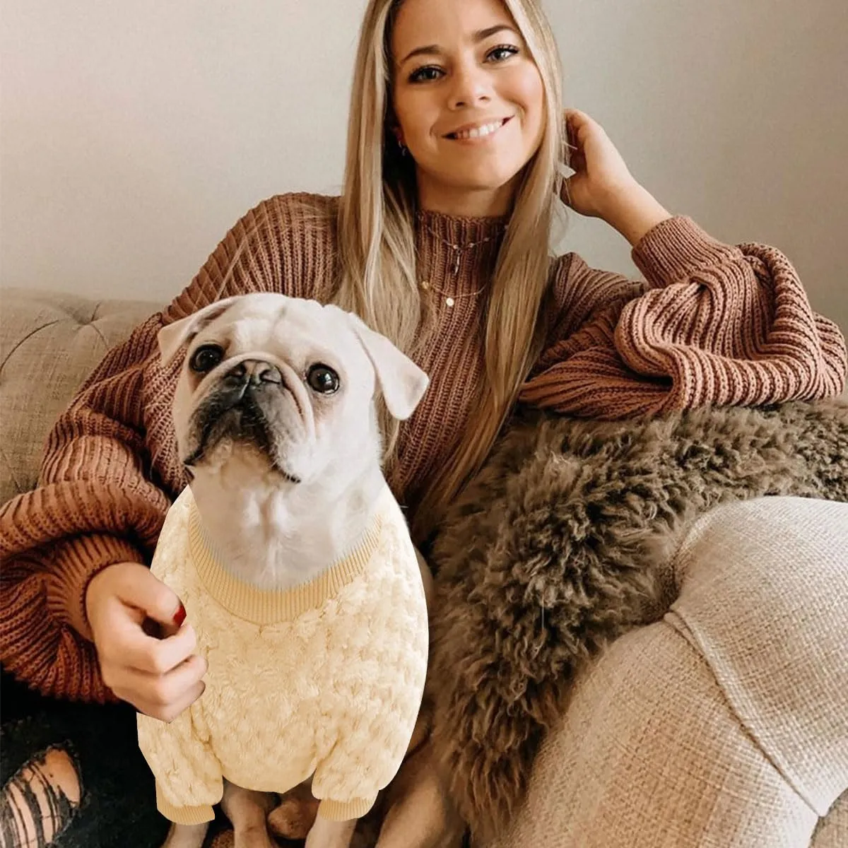 Maglioncino Cane, Caldo Maglioncino Per Cani, Maglione Per Cane, Maglione per Animali Domestici, Maglione Dolcevita per Cani, Maglione a Caldo Pullover Outwear Cappotti Freddi per Cani Gatti,giallo - immagine 6