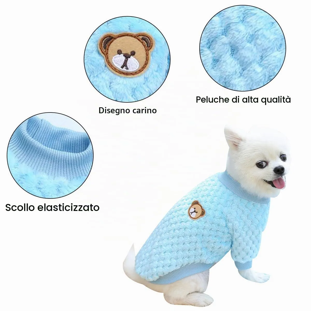 Maglioncino Cane, Caldo Maglioncino Per Cani, Maglione Per Cane, Maglione per Animali Domestici, Maglione Dolcevita per Cani, Maglione a Caldo Pullover Outwear Cappotti Freddi per Cani Gatti,blu - immagine 3