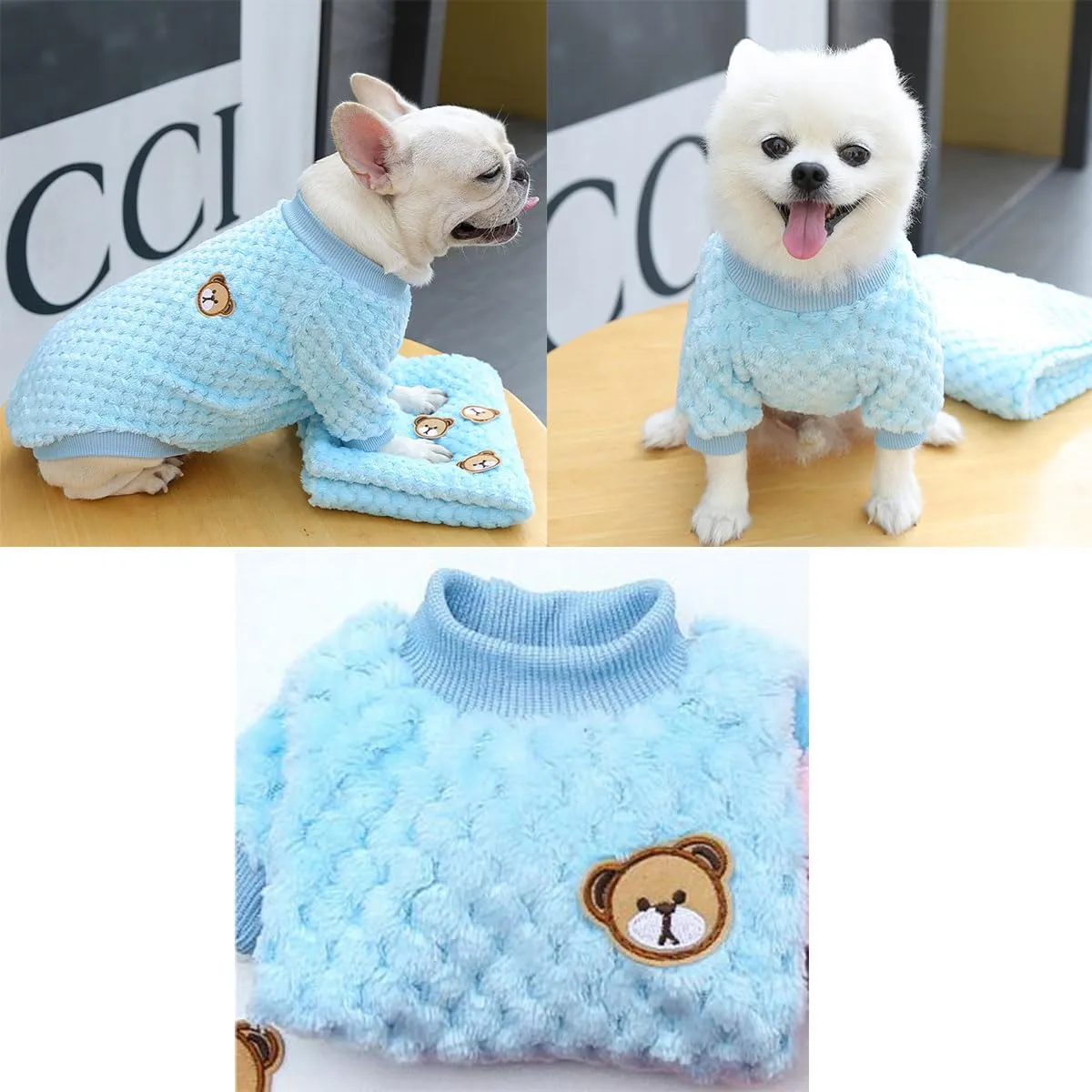 Maglioncino Cane, Caldo Maglioncino Per Cani, Maglione Per Cane, Maglione per Animali Domestici, Maglione Dolcevita per Cani, Maglione a Caldo Pullover Outwear Cappotti Freddi per Cani Gatti,blu - immagine 4