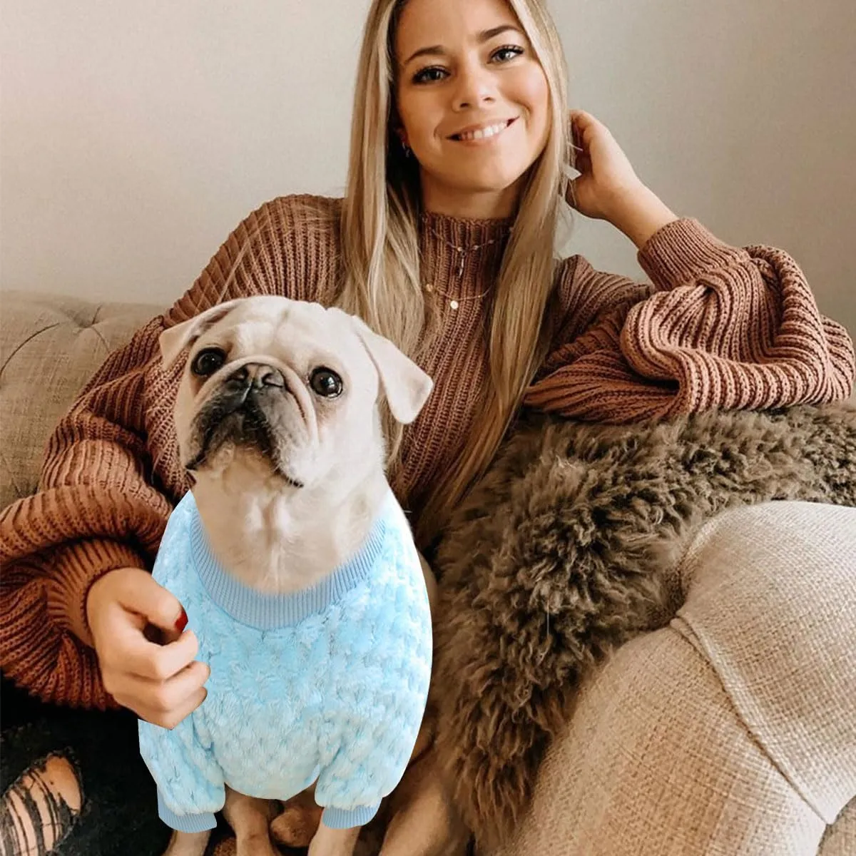 Maglioncino Cane, Caldo Maglioncino Per Cani, Maglione Per Cane, Maglione per Animali Domestici, Maglione Dolcevita per Cani, Maglione a Caldo Pullover Outwear Cappotti Freddi per Cani Gatti,blu - immagine 6