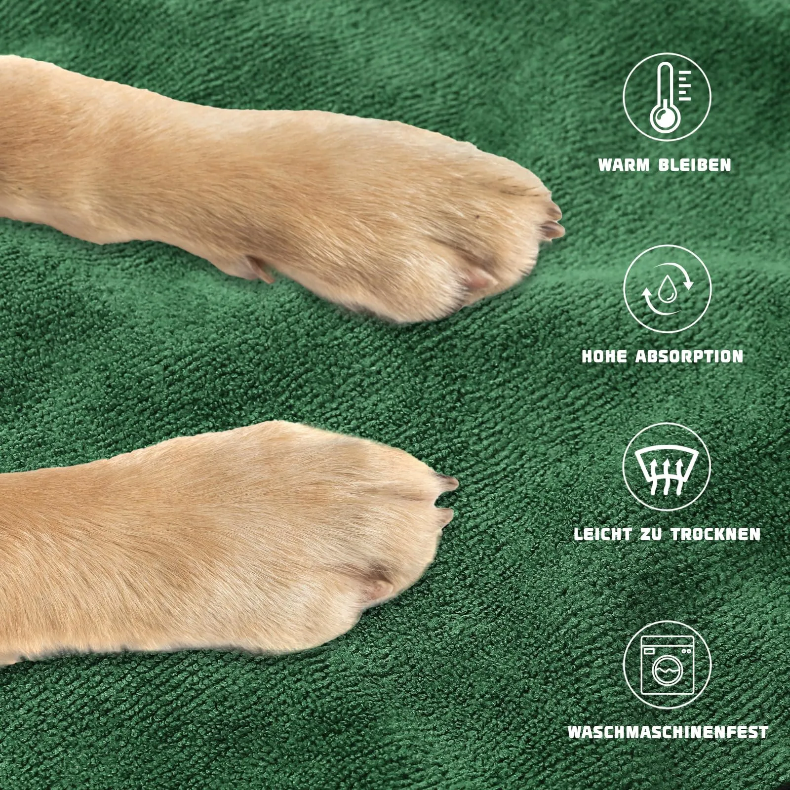 BASVII Accappatoio per cani in microfibra, accappatoio per cani extra assorbente e ad asciugatura rapida, con chiusura in e nastro termoretraibile regolabile (L) - immagine 3