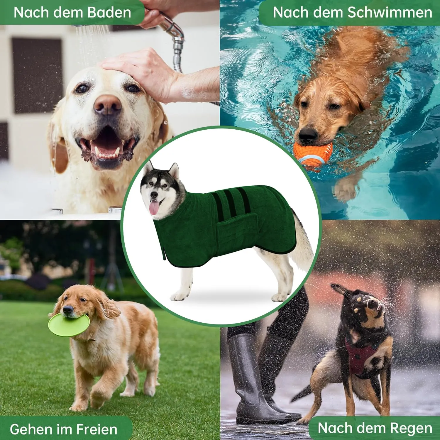 BASVII Accappatoio per cani in microfibra, accappatoio per cani extra assorbente e ad asciugatura rapida, con chiusura e nastro termoretraibile regolabile.(XXL) - immagine 7