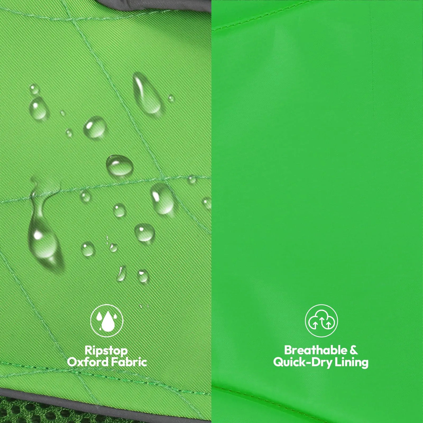 KONVINIT Giubbotto di Salvataggio per Cani, Giubbotto Salvagente Cane Taglia Regolabile, Verde, Tessuto Ripstop 600D, Galleggiante, Riflettente, Leggero - immagine 8