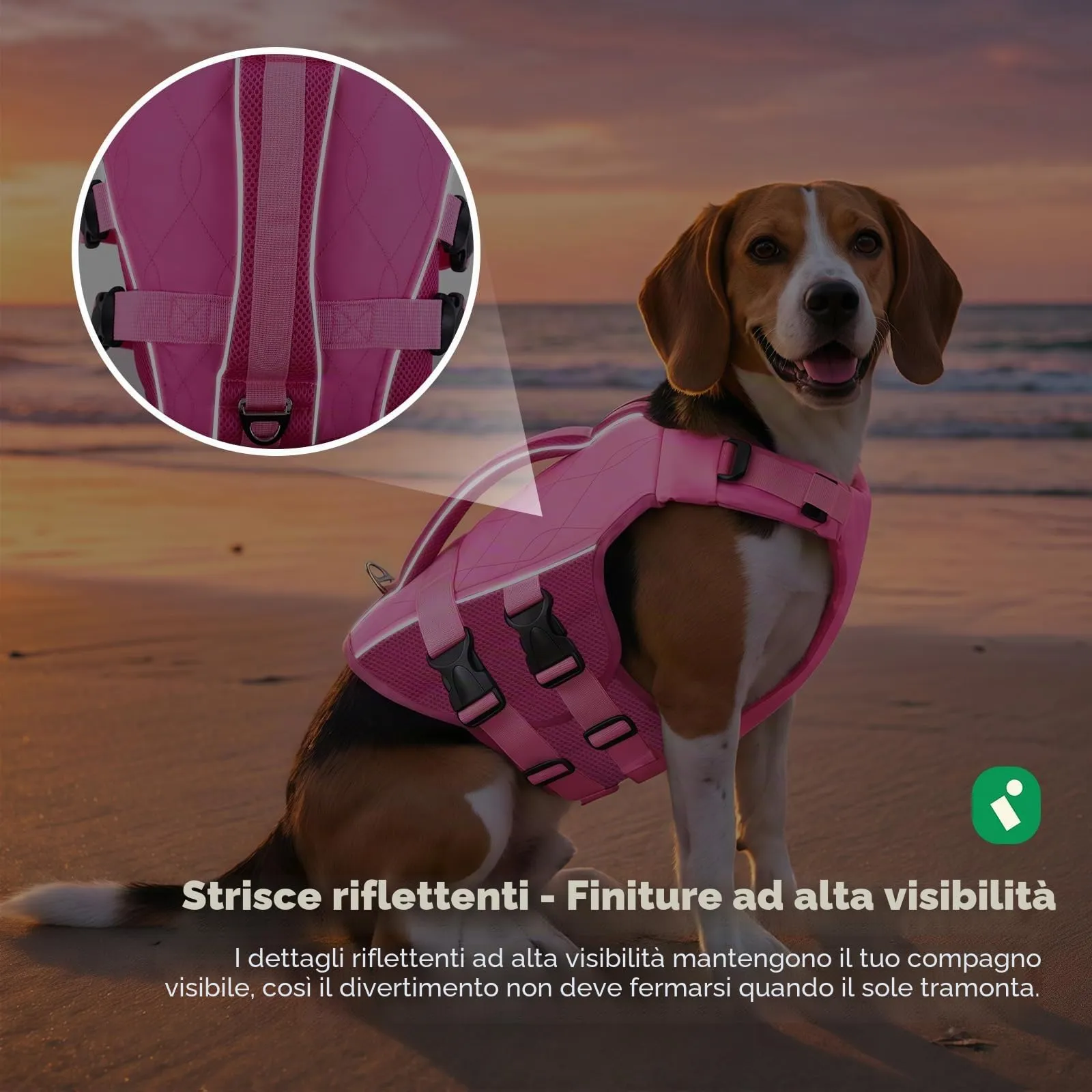 KONVINIT Giubbotto di Salvataggio per Cani, Giubbotto Salvagente Cane Taglia Regolabile Rosa XXL con Maniglia e Strisce Riflettenti - immagine 6