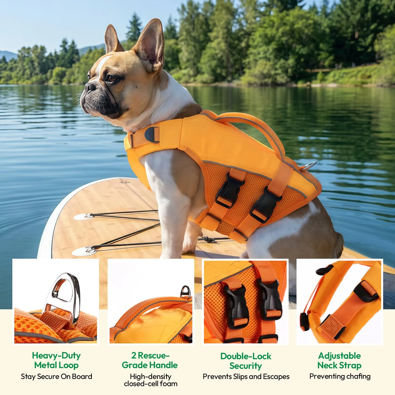 KONVINIT Giubbotto Salvagente per Cani Taglia Regolabile con Maniglia e Strisce Riflettenti - Dog Life Jacket - immagine 2