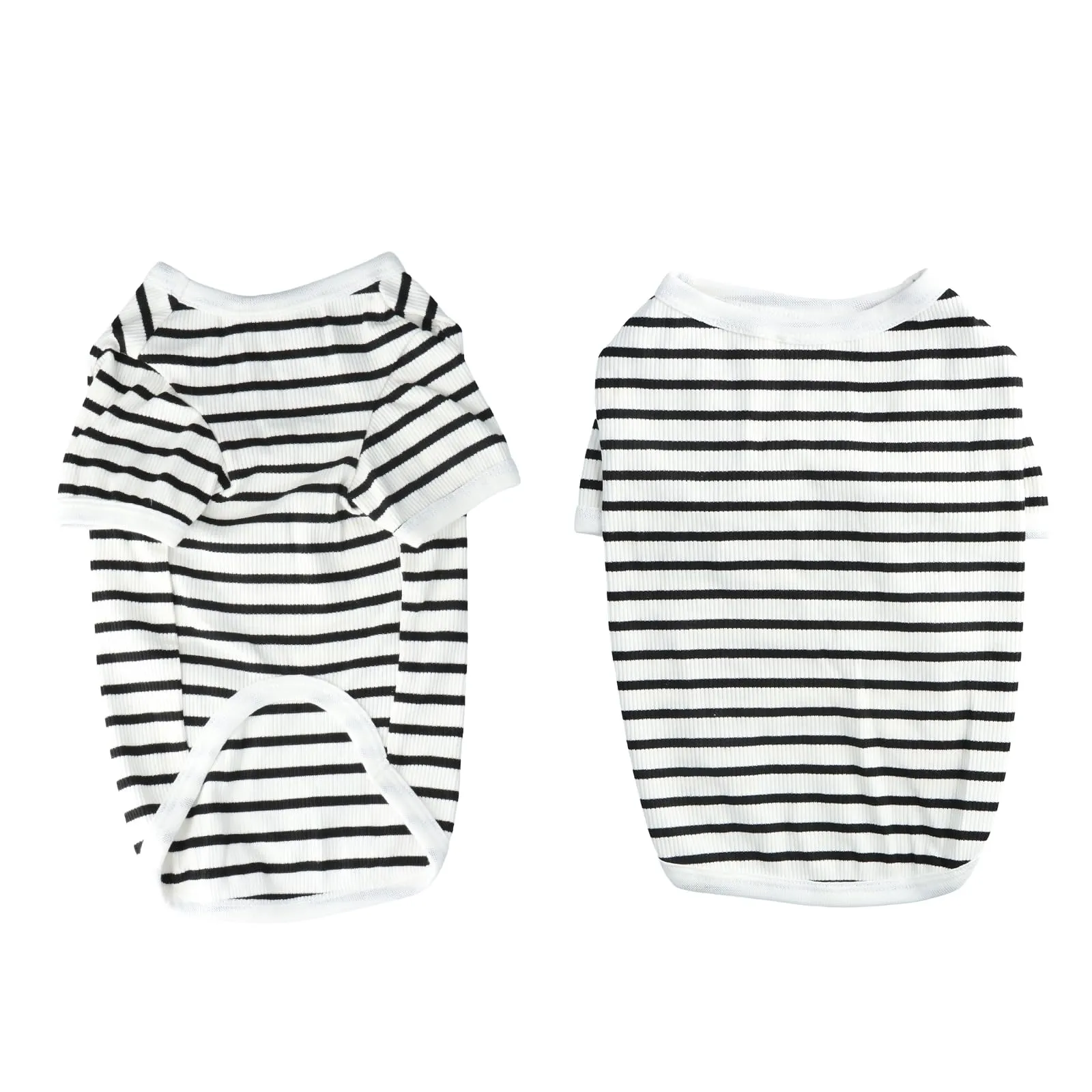 Shengxi Maglioncino Cane T-shirt in Cotone a Righe Per Cani Estivo Traspirante Maglietta con Maniche Magliette Morbido Elasticizzata per Chihuahua Bulldog Piccola Gatti (L) - immagine 1