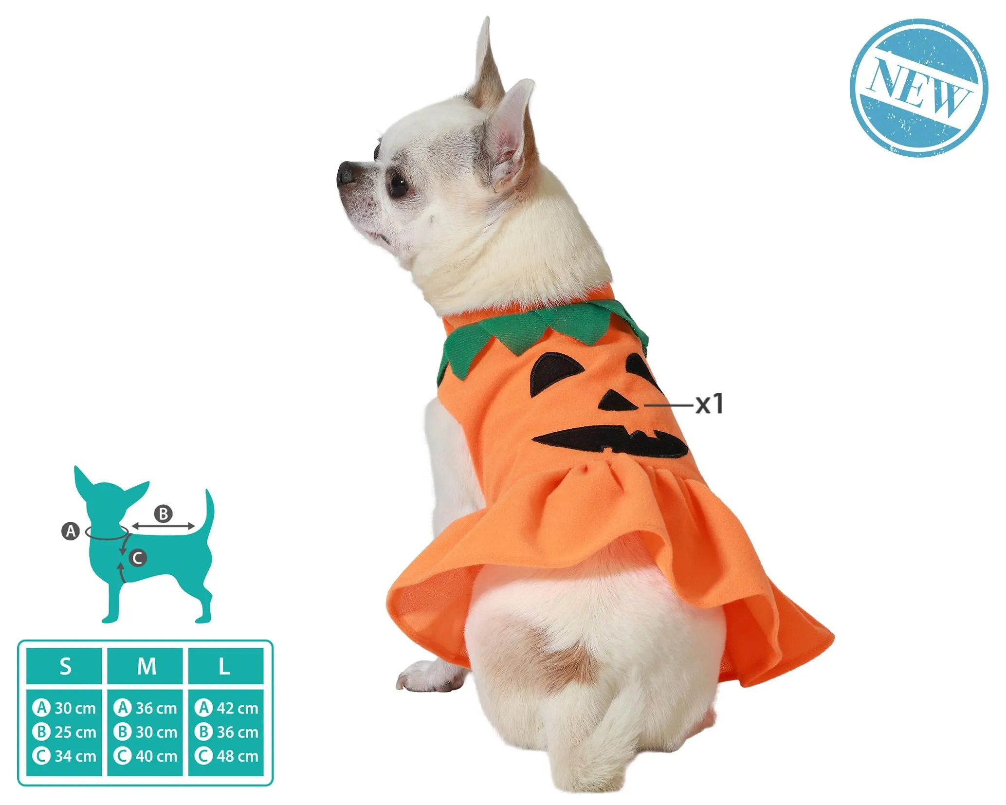 Atosa Costume di zucca arancione animali domestici look adorabile e festivo celebrazioni Halloween spirito stagione vibrante design dettagli incantevoli - immagine 2