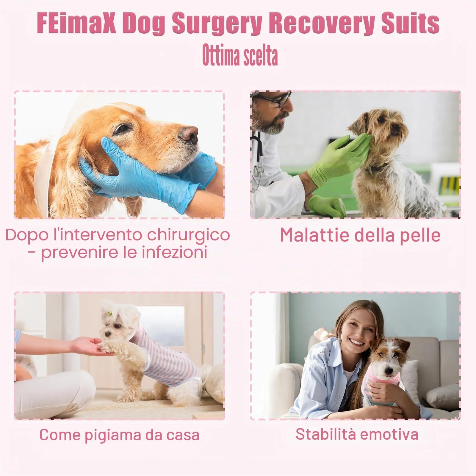 FEimaX Tuta da Recupero per Cani e Gatti Dopo l'Intervento Chirurgico, Body Post Operatorio Cane Femmina Maschio Tutina Post Operatoria per Cani di Piccola Media Taglia - immagine 5