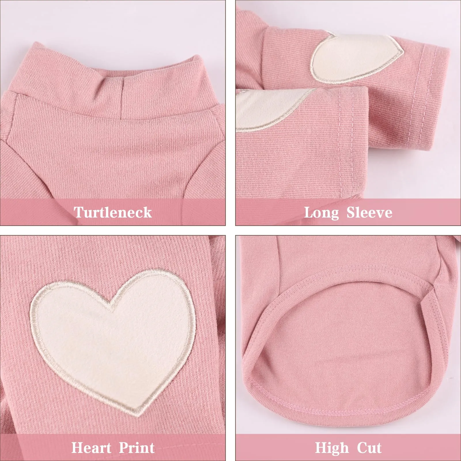 Yaopelky Felpa per cani di taglia piccola e media, calda maglietta per animali domestici, con stampa a cuore, per cuccioli di gatto, gattino, chihuahua schnauzer (rosa, XL) - immagine 4