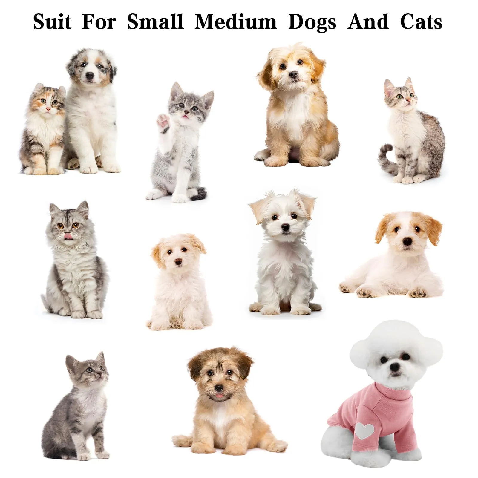 Yaopelky Felpa per cani di taglia piccola e media, calda maglietta per animali domestici, con stampa a cuore, per cuccioli di gatto, gattino, chihuahua schnauzer (rosa, XL) - immagine 6