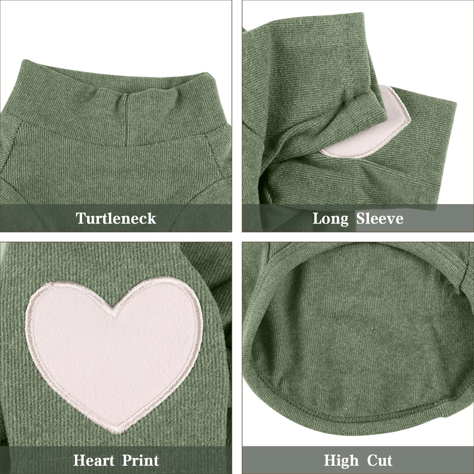 Yaopelky Felpa per cani di taglia piccola e media, calda maglietta per animali domestici, con stampa a cuore, per gatti, cuccioli, felpe per orsacchiotto, chihuahua schnauzer (verde, XL) - immagine 4