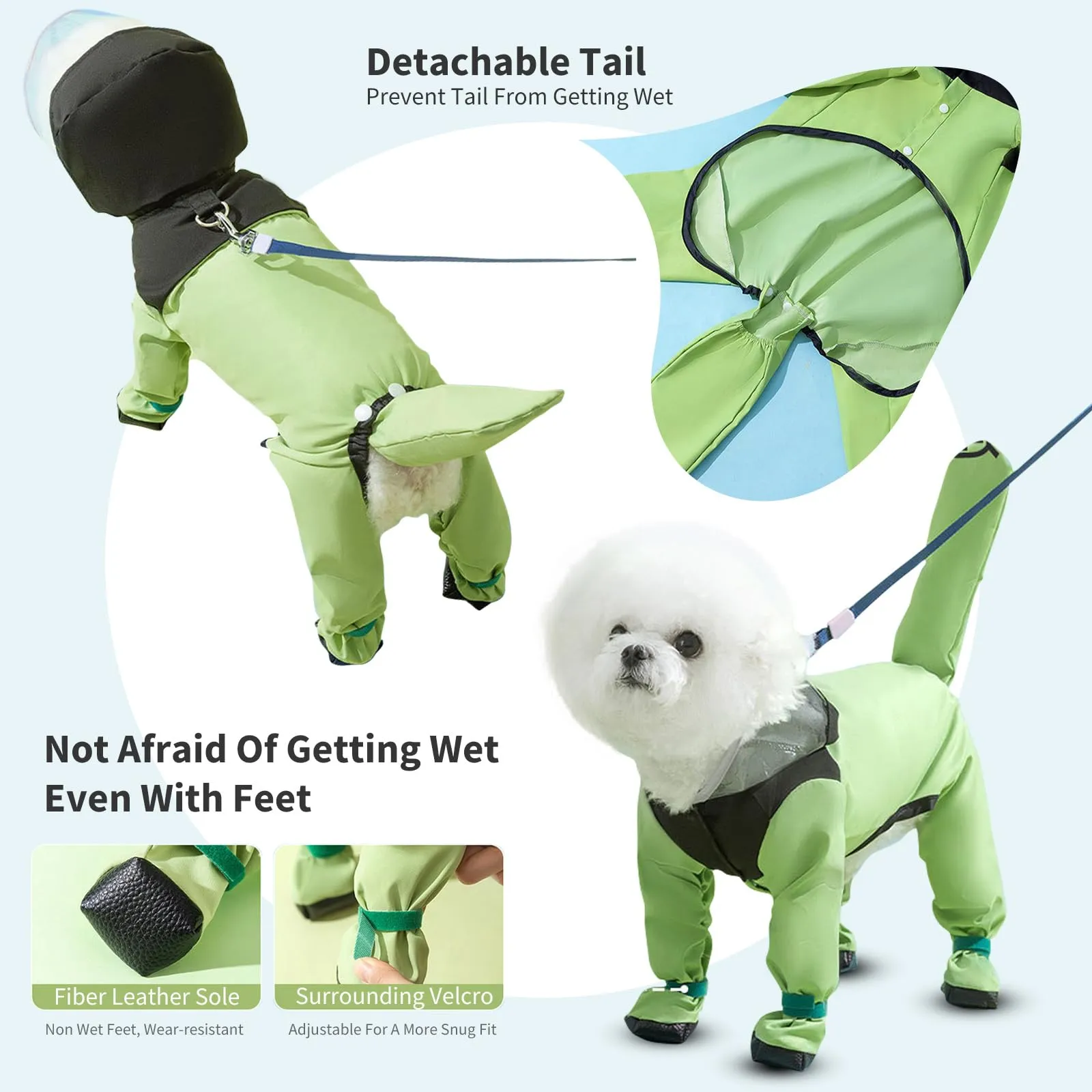 PETCUTE Impermeabile per Cani con Cappuccio, Cappotto Impermeabile per Cani con Strisce Riflettenti, Bottone a Pressione,Leggera Cappotto Cane Antipioggia per Cani di Piccola e Media Taglia - immagine 6