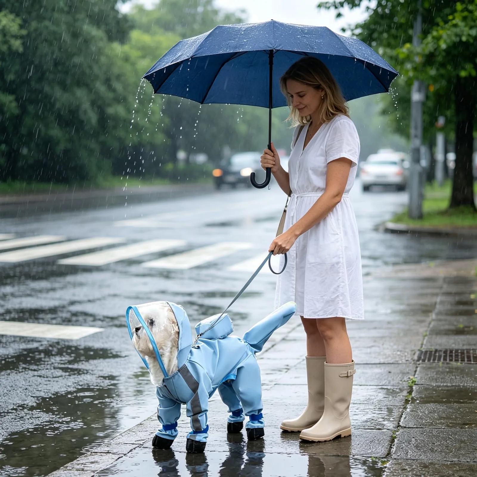PETCUTE Impermeabile per Cani con Cappuccio, Cappotto Impermeabile per Cani con Strisce Riflettenti, Bottone a Pressione,Leggera Cappotto Cane Antipioggia per Cani di Piccola e Media Taglia - immagine 2