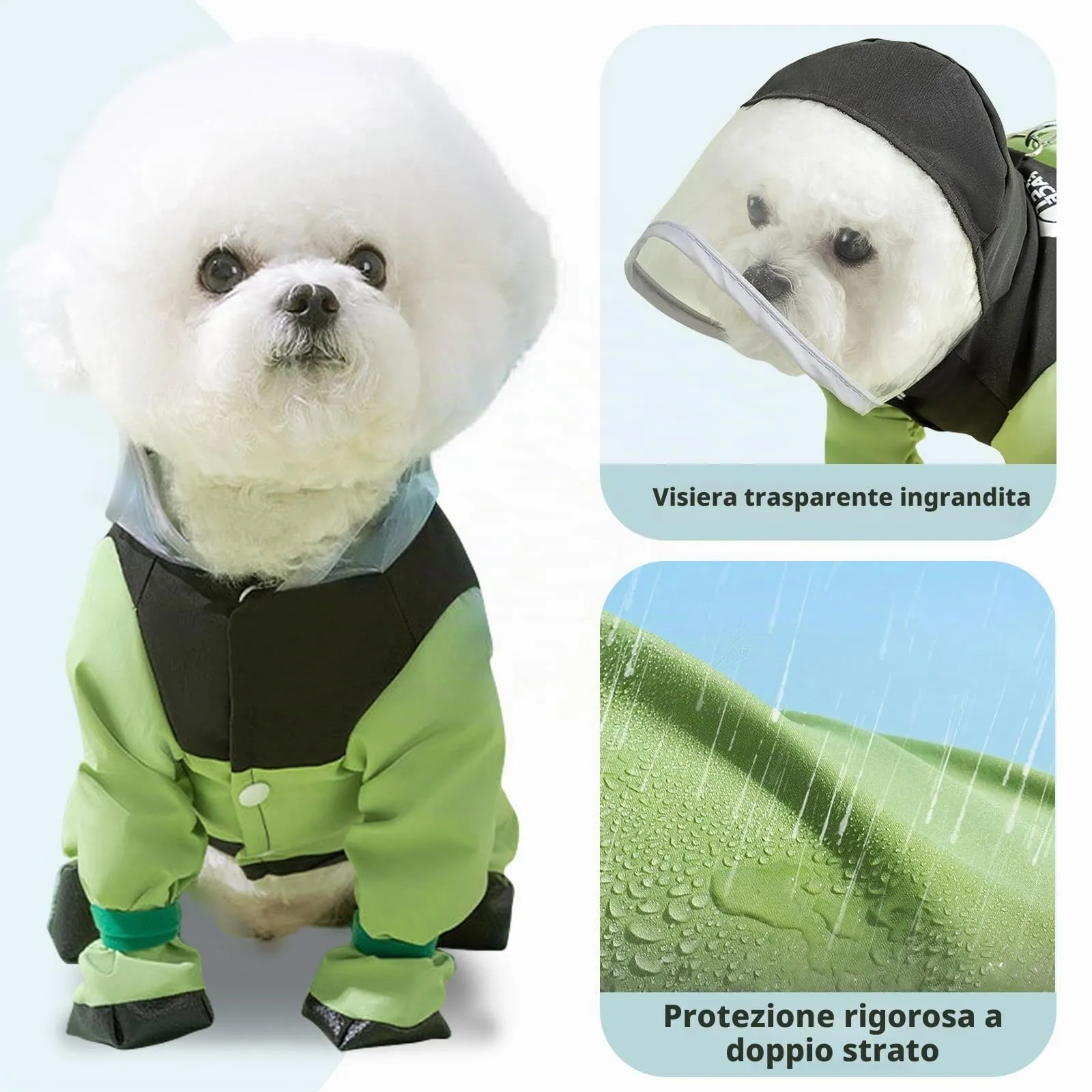 PETCUTE Impermeabile per Cani con Cappuccio, Cappotto Impermeabile per Cani con Strisce Riflettenti, Bottone a Pressione,Leggera Cappotto Cane Antipioggia per Cani di Piccola e Media Taglia - immagine 5