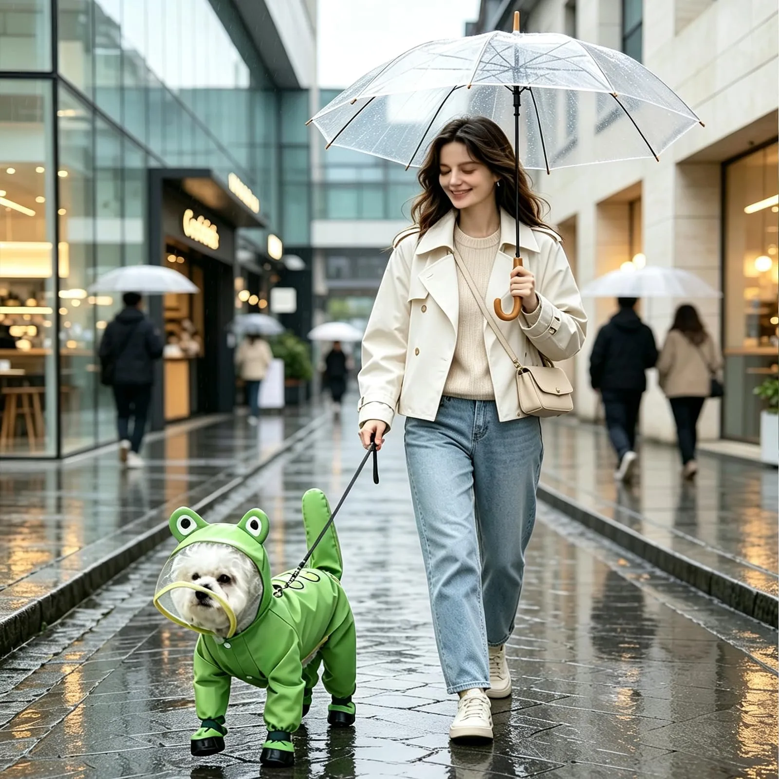 PETCUTE Impermeabile per Cani con Cappuccio, Cappotto Impermeabile per Cani con Strisce Riflettenti, Bottone a Pressione,Leggera Cappotto Cane Antipioggia per Cani di Piccola e Media Taglia - immagine 2