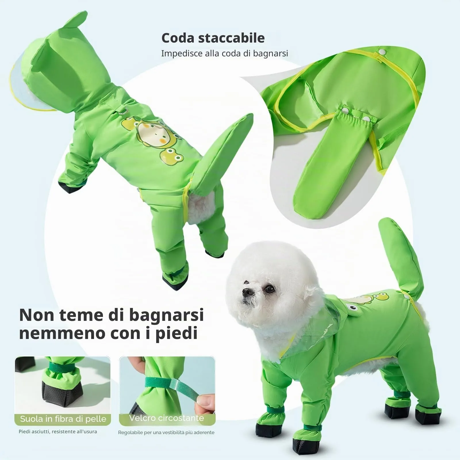 PETCUTE Impermeabile per Cani con Cappuccio, Cappotto Impermeabile per Cani con Strisce Riflettenti, Bottone a Pressione,Leggera Cappotto Cane Antipioggia per Cani di Piccola e Media Taglia - immagine 6