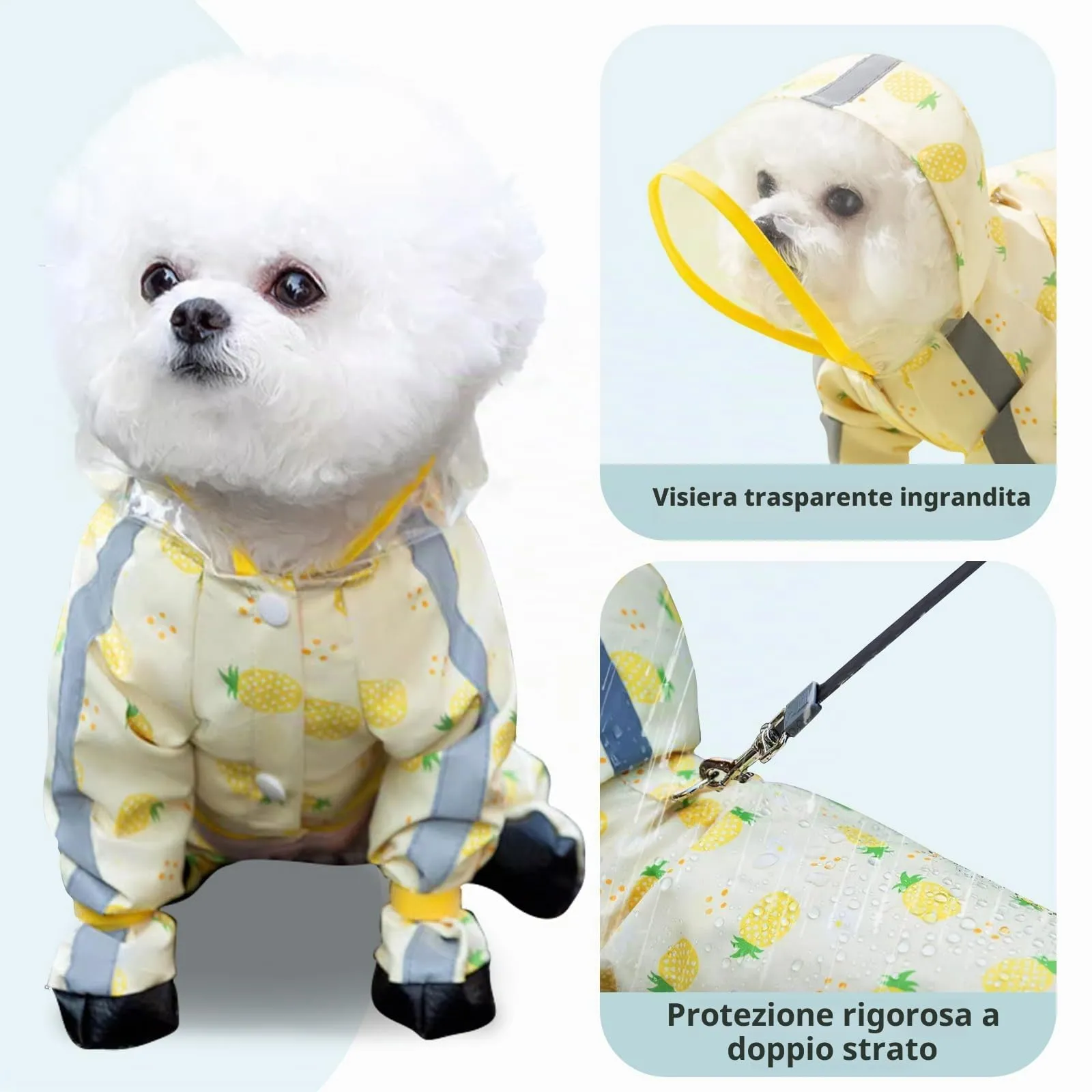 PETCUTE Impermeabile per Cani con Cappuccio, Cappotto Impermeabile per Cani con Strisce Riflettenti, Bottone a Pressione,Leggera Cappotto Cane Antipioggia per Cani di Piccola e Media Taglia - immagine 5