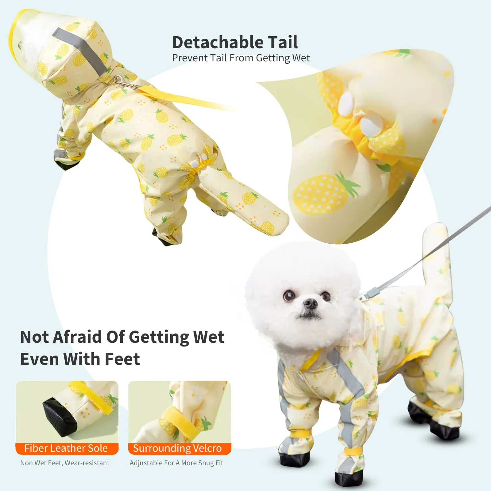 PETCUTE Impermeabile per Cani con Cappuccio, Cappotto Impermeabile per Cani con Strisce Riflettenti, Bottone a Pressione,Leggera Cappotto Cane Antipioggia per Cani di Piccola e Media Taglia - immagine 6