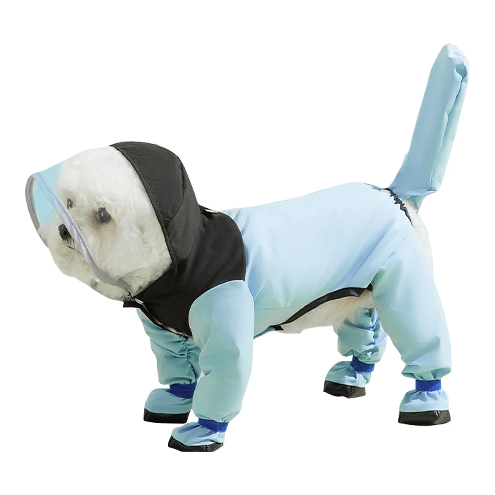 PETCUTE Impermeabile per Cani con Cappuccio, Cappotto Impermeabile per Cani con Strisce Riflettenti, Bottone a Pressione,Leggera Cappotto Cane Antipioggia per Cani di Piccola e Media Taglia - immagine 1