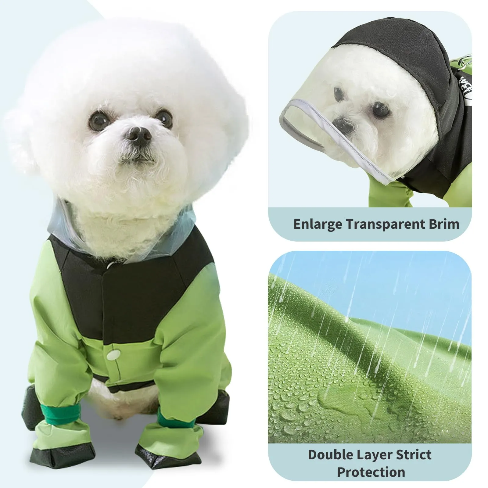 PETCUTE Impermeabile per Cani con Cappuccio, Cappotto Impermeabile per Cani con Strisce Riflettenti, Bottone a Pressione,Leggera Cappotto Cane Antipioggia per Cani di Piccola e Media Taglia - immagine 5