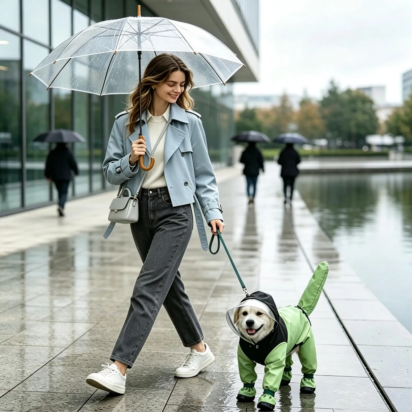 PETCUTE Impermeabile per Cani con Cappuccio, Cappotto Impermeabile per Cani con Strisce Riflettenti, Bottone a Pressione,Leggera Cappotto Cane Antipioggia per Cani di Piccola e Media Taglia - immagine 2