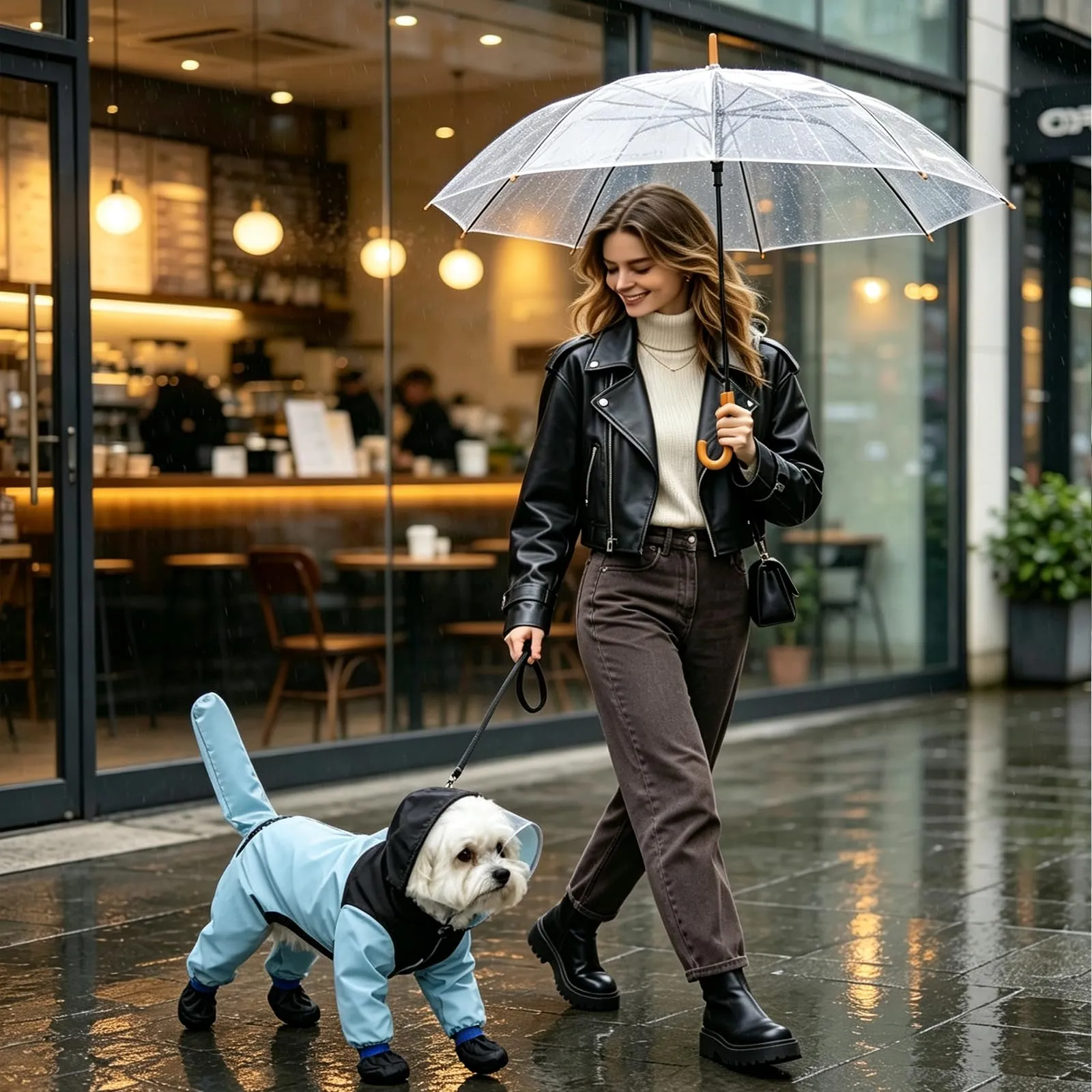 PETCUTE Impermeabile per Cani con Cappuccio, Cappotto Impermeabile per Cani con Strisce Riflettenti, Bottone a Pressione,Leggera Cappotto Cane Antipioggia per Cani di Piccola e Media Taglia - immagine 2