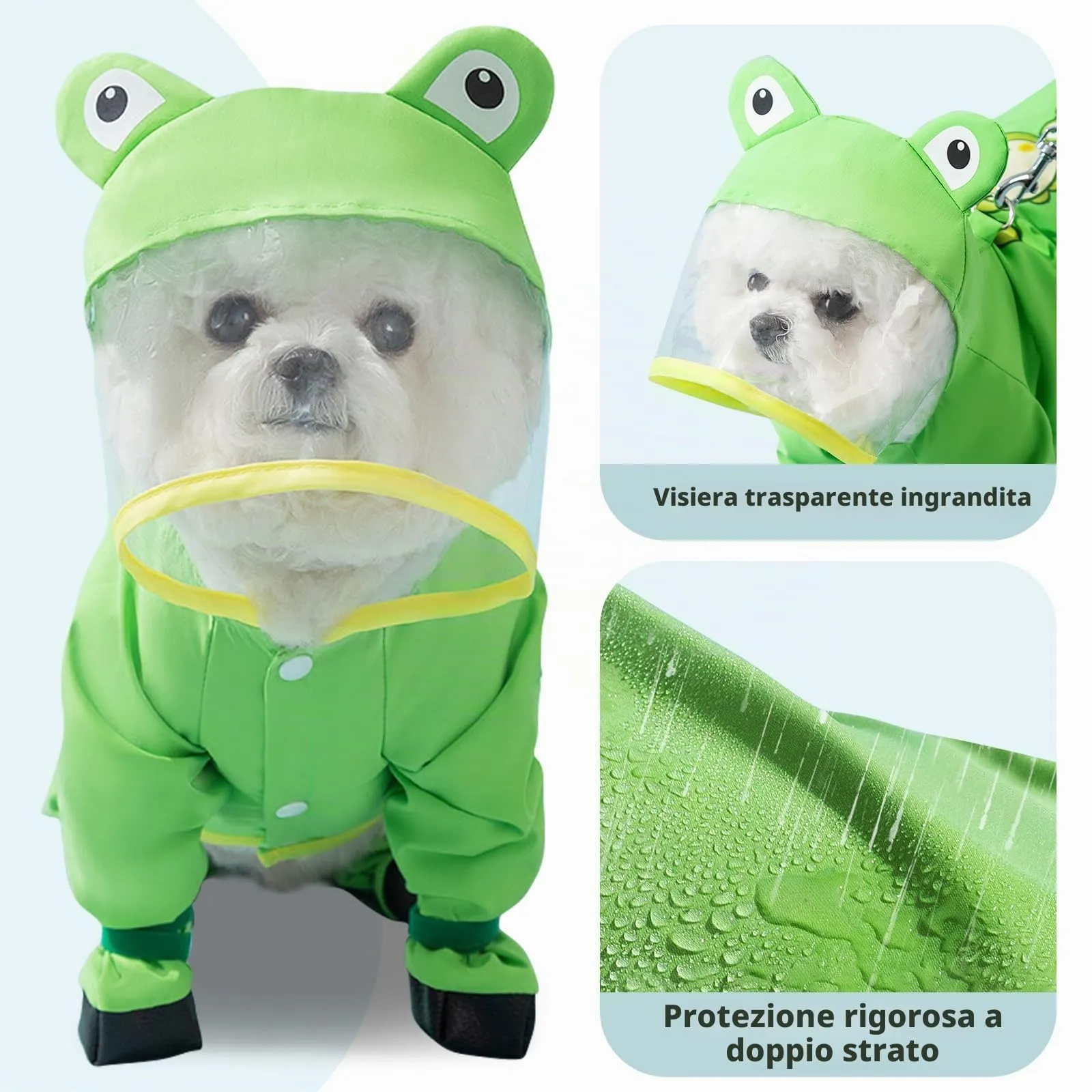 PETCUTE Impermeabile per Cani con Cappuccio, Cappotto Impermeabile per Cani con Strisce Riflettenti, Bottone a Pressione,Leggera Cappotto Cane Antipioggia per Cani di Piccola e Media Taglia - immagine 5
