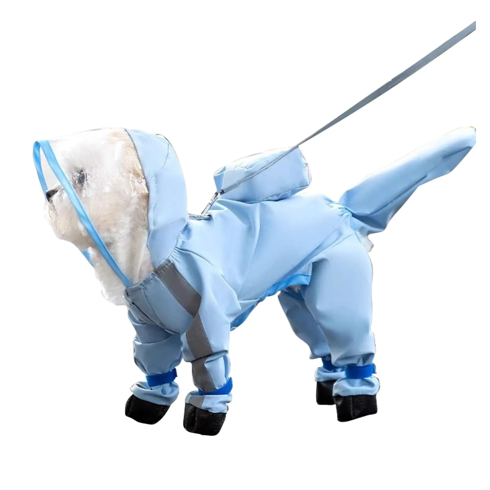 PETCUTE Impermeabile per Cani con Cappuccio, Cappotto Impermeabile per Cani con Strisce Riflettenti, Bottone a Pressione,Leggera Cappotto Cane Antipioggia per Cani di Piccola e Media Taglia - immagine 1