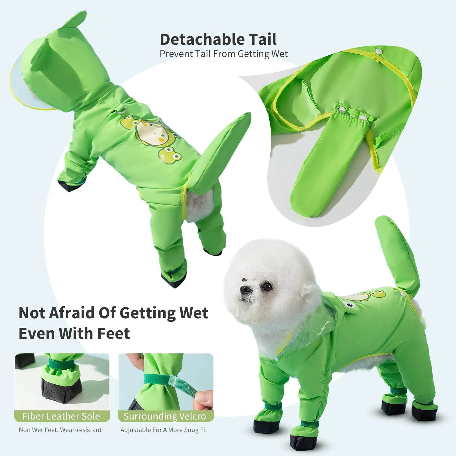 PETCUTE Impermeabile per Cani con Cappuccio, Cappotto Impermeabile per Cani con Strisce Riflettenti, Bottone a Pressione,Leggera Cappotto Cane Antipioggia per Cani di Piccola e Media Taglia - immagine 6
