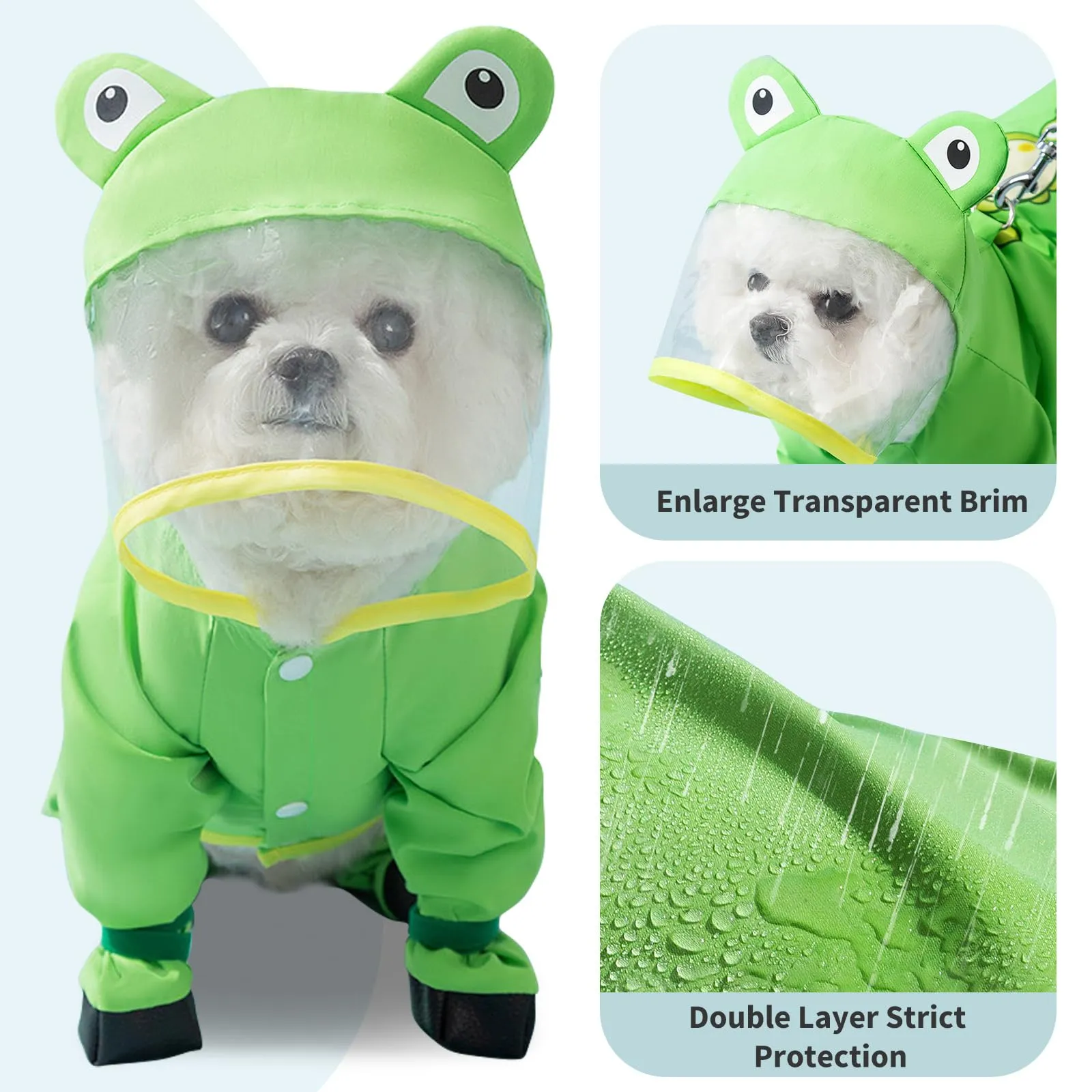 PETCUTE Impermeabile per Cani con Cappuccio, Cappotto Impermeabile per Cani con Strisce Riflettenti, Bottone a Pressione,Leggera Cappotto Cane Antipioggia per Cani di Piccola e Media Taglia - immagine 5