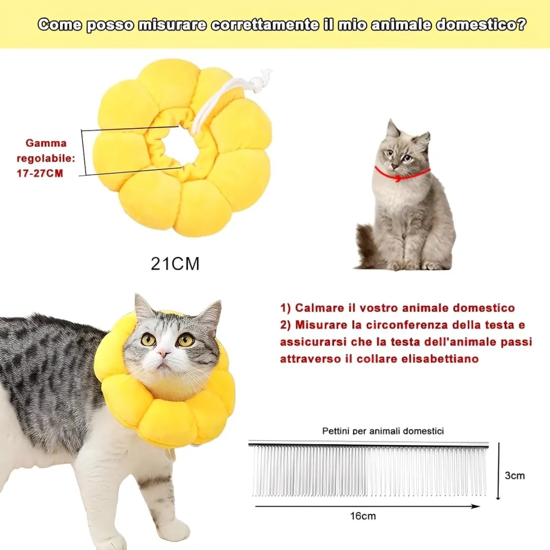 CUEMOON Collare per Gatti e Cani, Morbido Anti Morso Collare Protettivo per Animali Domestici Dopo l'Intervento Chirurgico - immagine 2