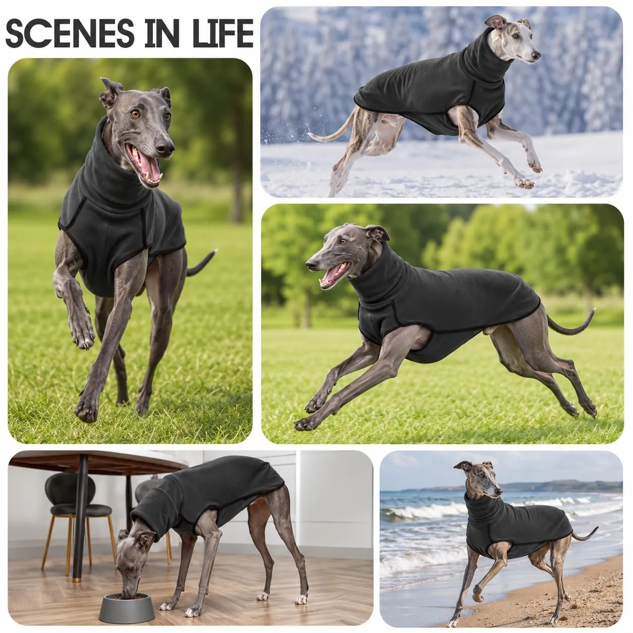 MOKATES Abbigliamento per cani Greyhound per cani di taglia grande, maglietta a collo alto, Whip Dog, gilet in pile elasticizzato, maglione per animali domestici, cappotto per cani di taglia piccola - immagine 6