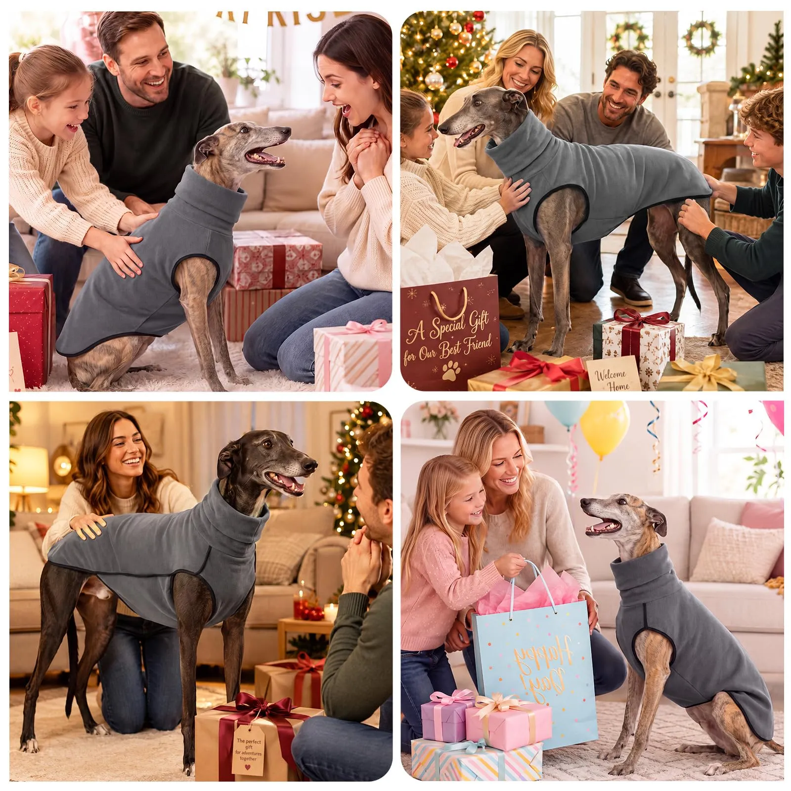 MOKATES Abbigliamento per Cani Greyhound per Cani di Taglia Grande, Maglietta con Collo a Tartaruga, Cane da Frusta, Gilet in Pile Elasticizzato, Maglione per Animali Domestici - immagine 7