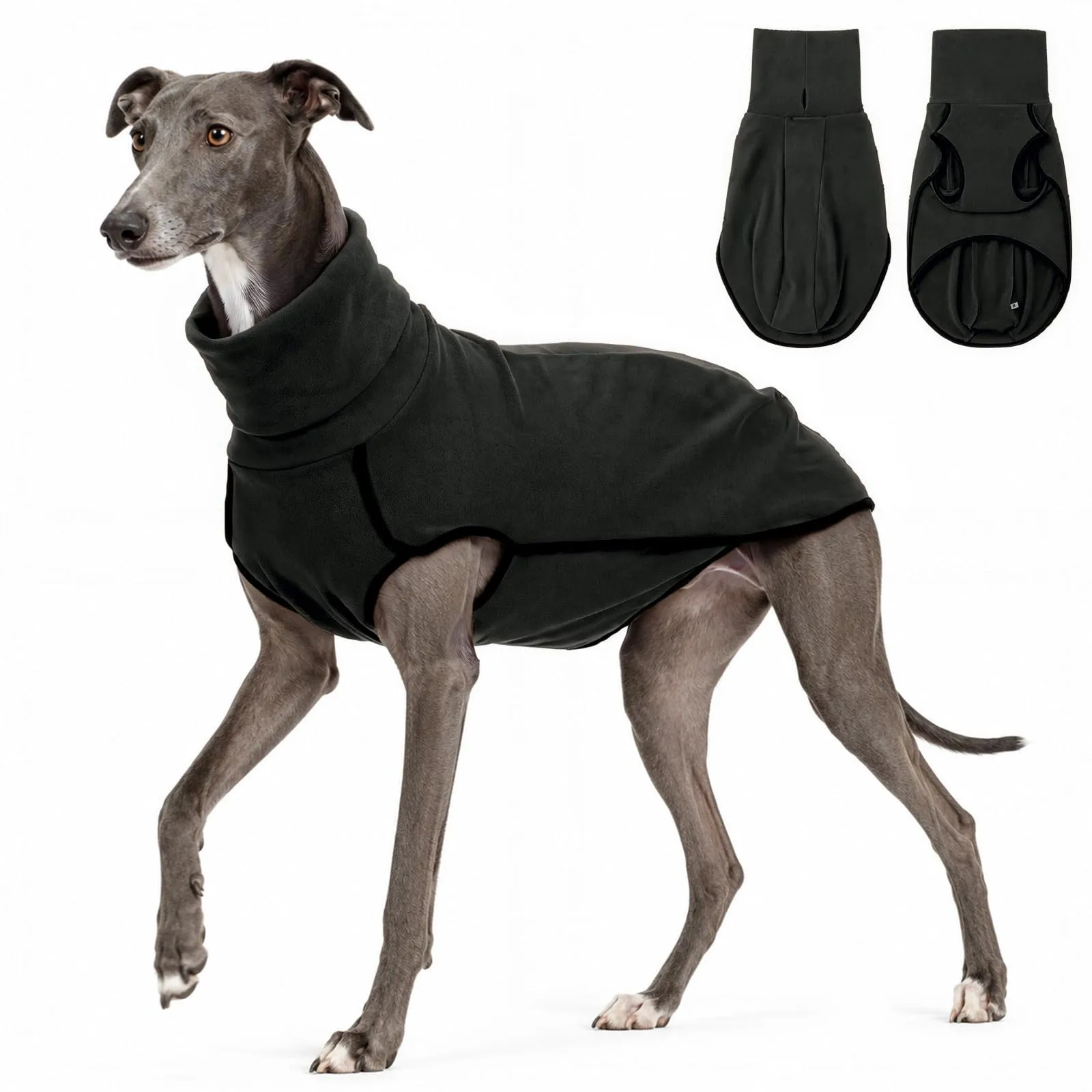 MOKATES Abbigliamento per cani Greyhound Maglietta con collo a scialle per cani Whip Hound Gilet in pile elasticizzato per cani di taglia piccola, media e grande - 2XL - immagine 1