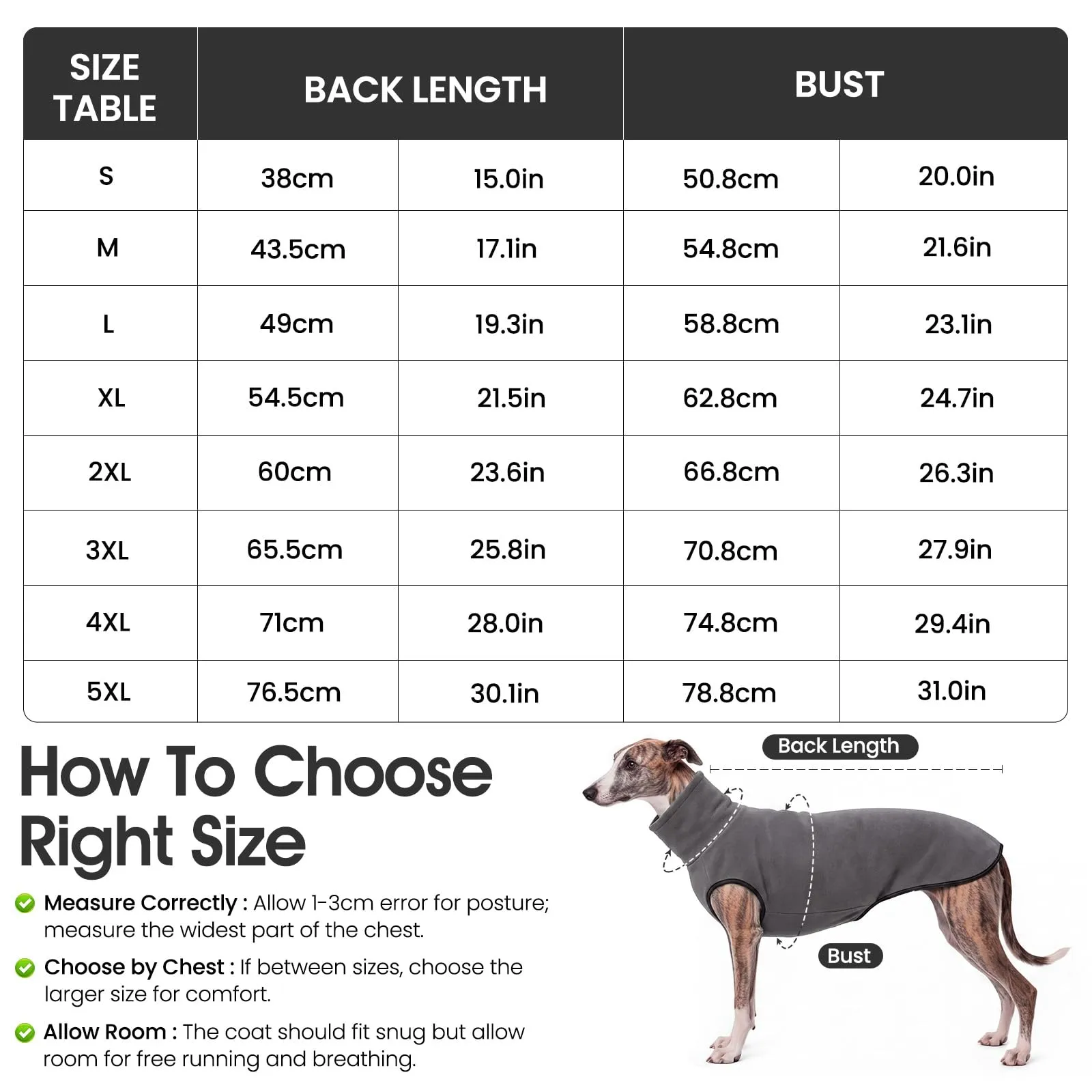MOKATES Abbigliamento per Cani Levriero per Cani di Taglia Grande, Camicia a Collo Alto, Whip Dog, Gilet in Pile Elasticizzato, Maglione per Animali Domestici per Cani Piccoli, Medi e Grandi, Taglia L - immagine 2