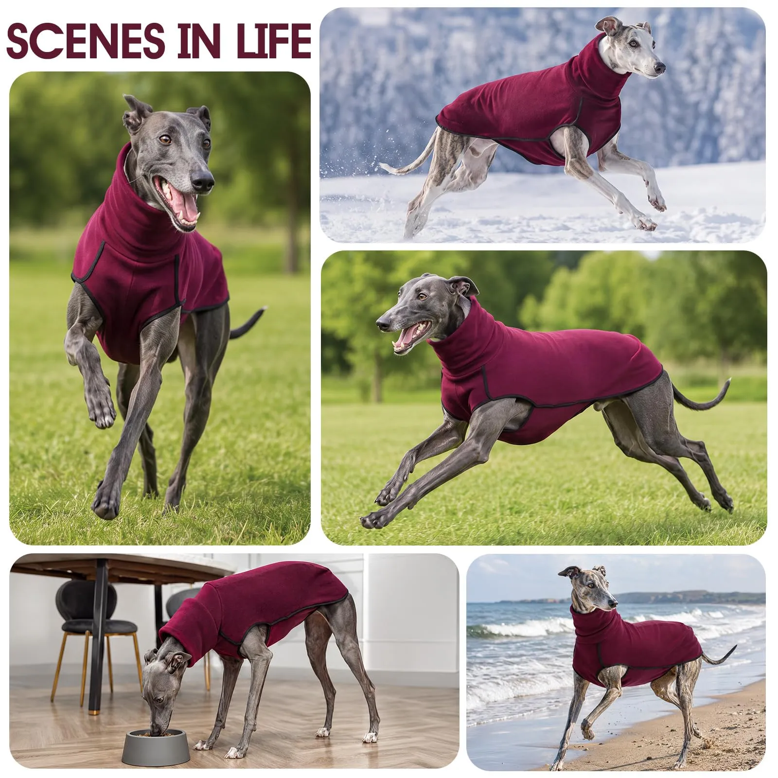 MOKATES Abbigliamento per cani di taglia grande Maglietta a collo alto per Greyhound Gilet in pile elasticizzato per cani Whip Hound Maglia a pullover per animali domestici per cani di taglia piccola - immagine 6